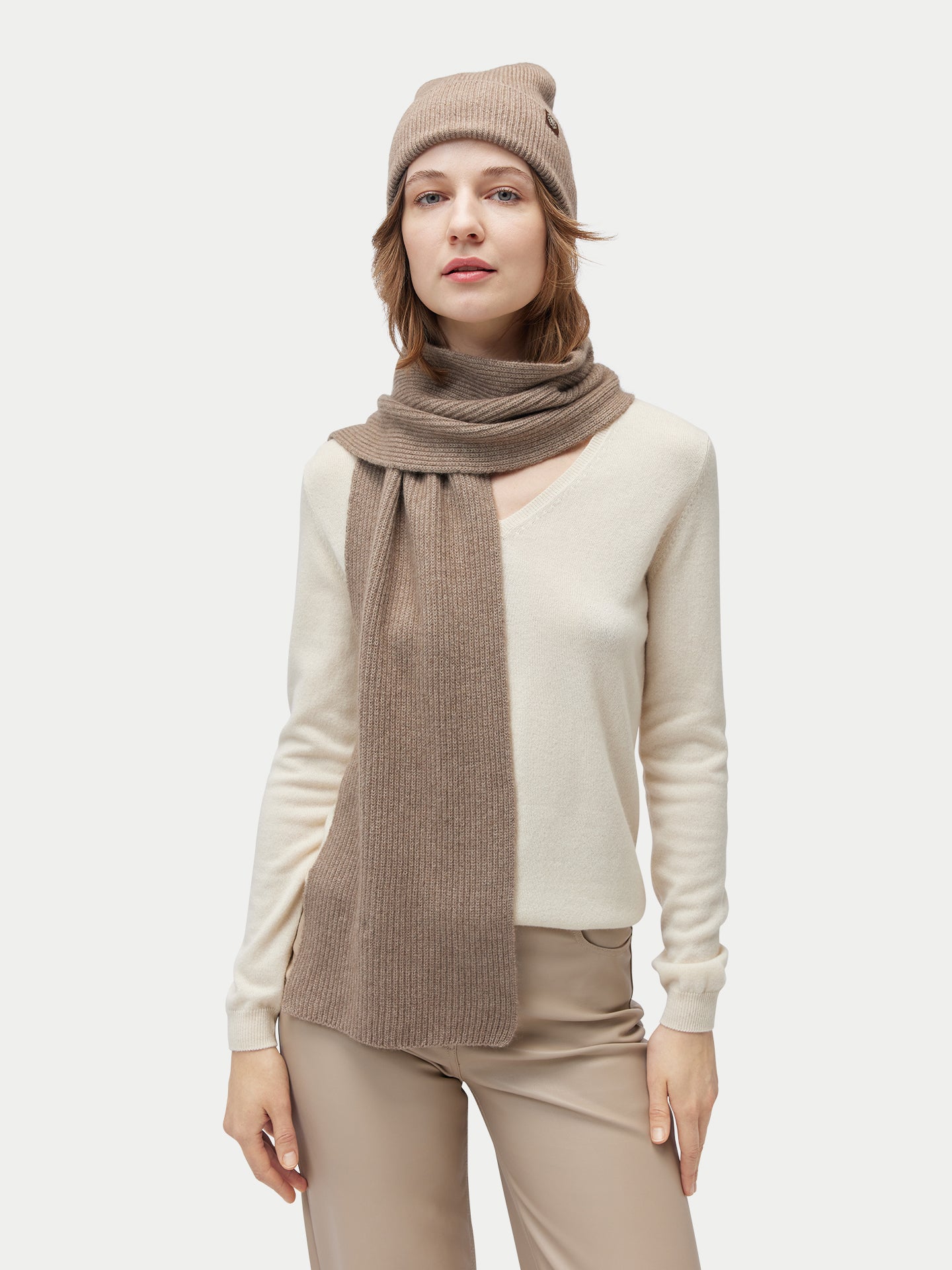 Rippenstrick Kaschmir Mütze