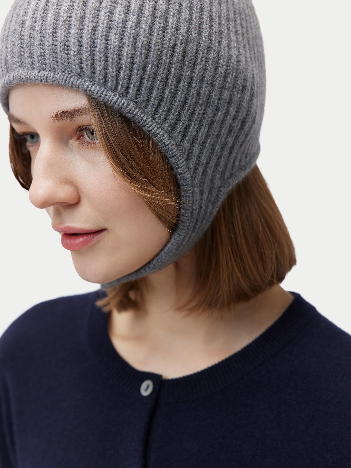 Gestrickte Kaschmir Aviator-Mütze
