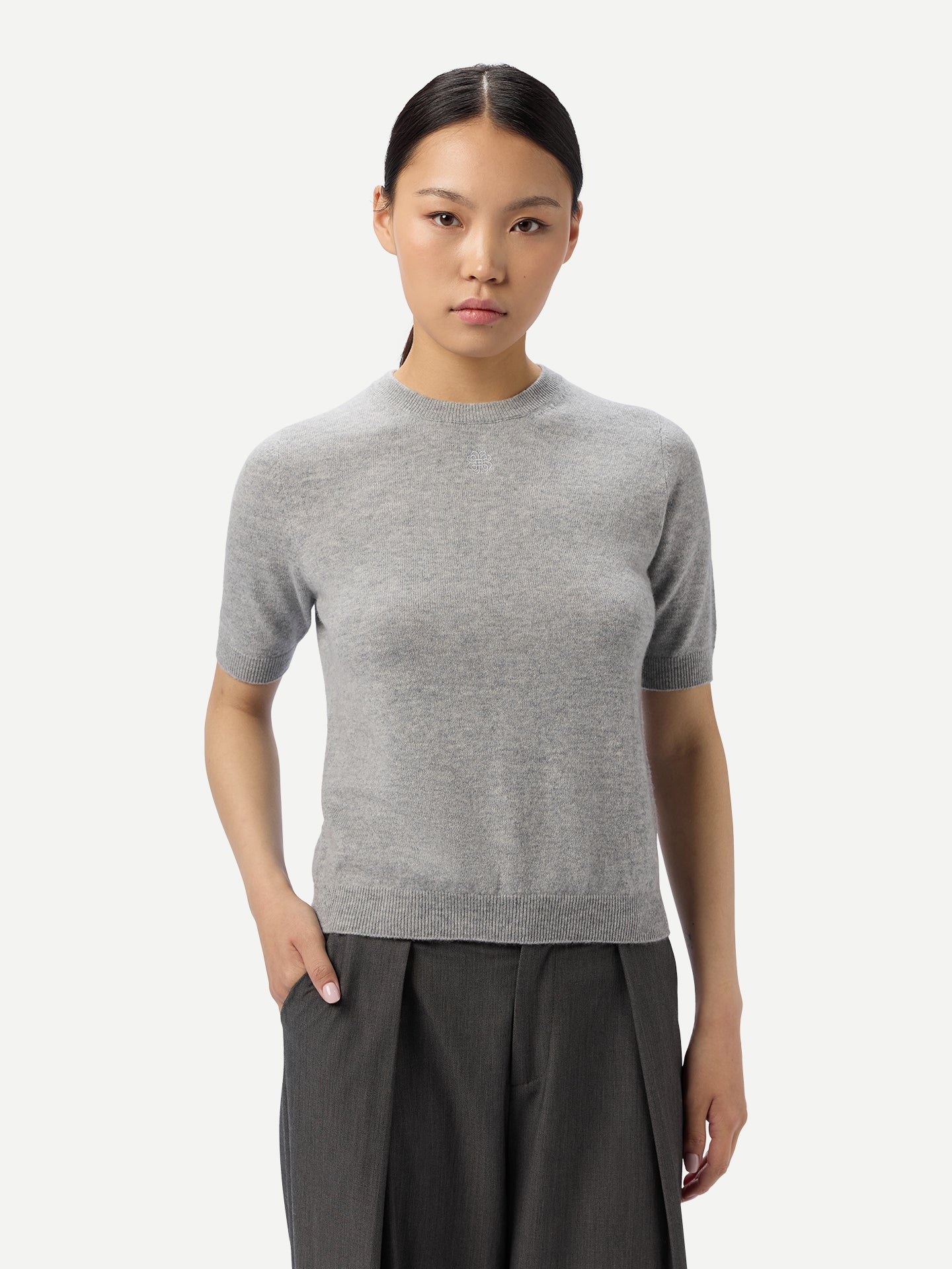 Kaschmir-Pullover mit kurzen Ärmeln