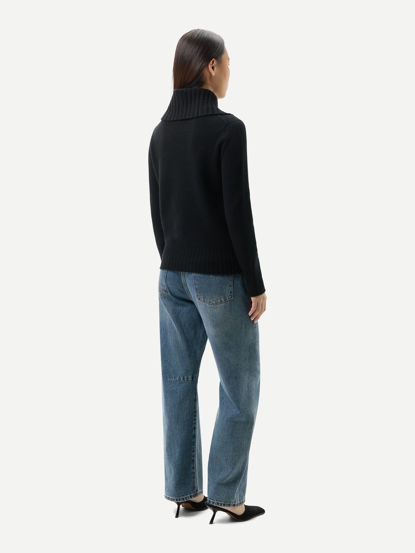 Kaschmir-Pullover mit Umklapp-Rollkragen