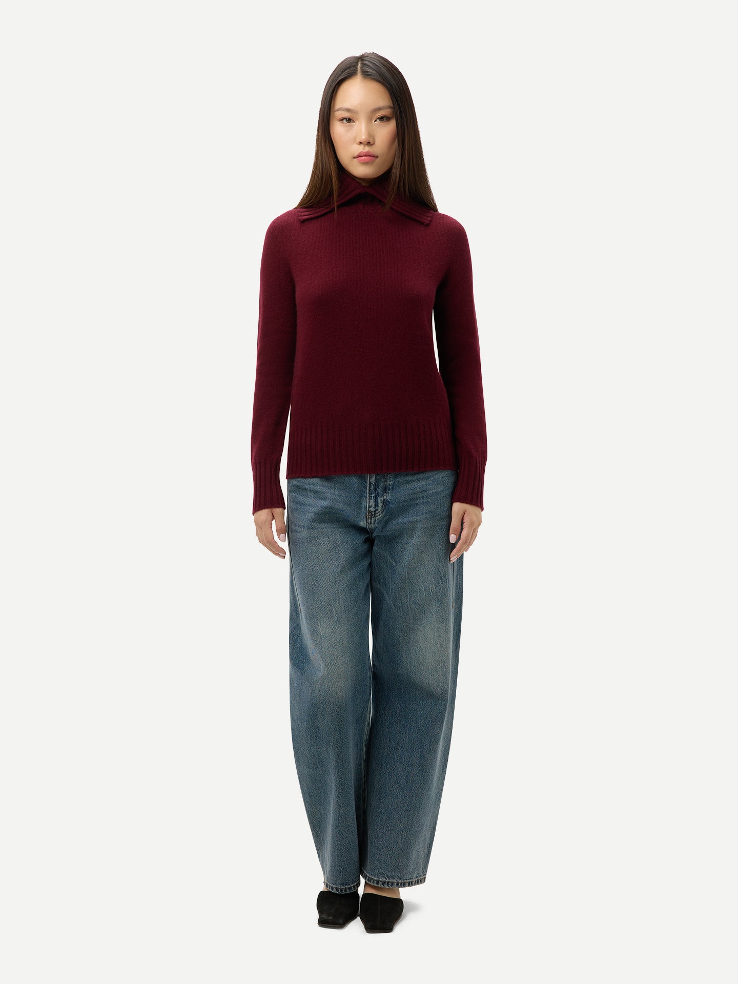 Kaschmir-Pullover mit Umklapp-Rollkragen