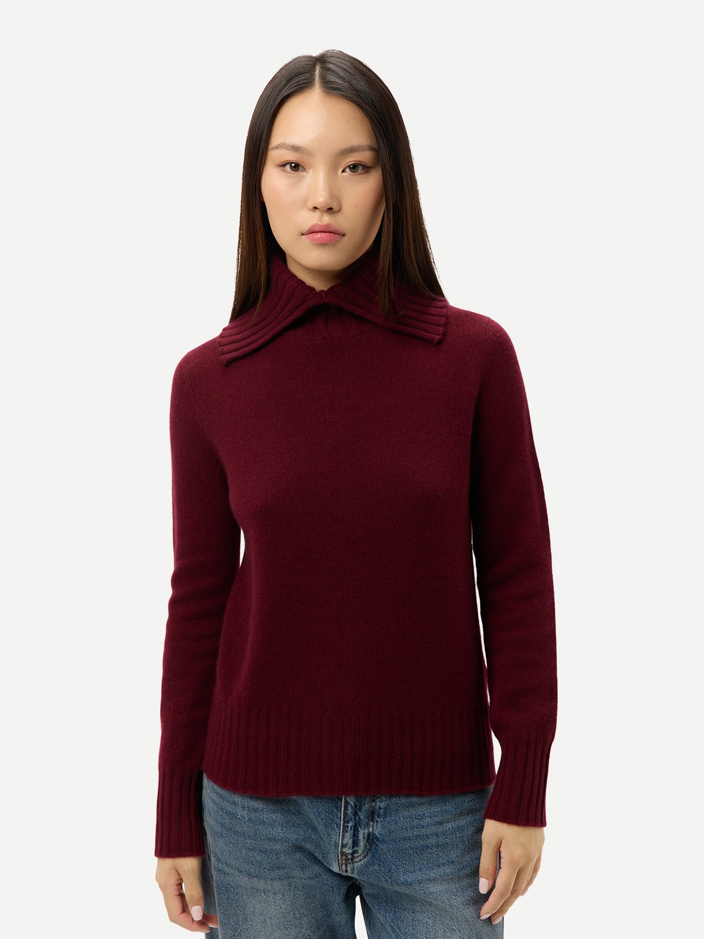 Kaschmir-Pullover mit Umklapp-Rollkragen