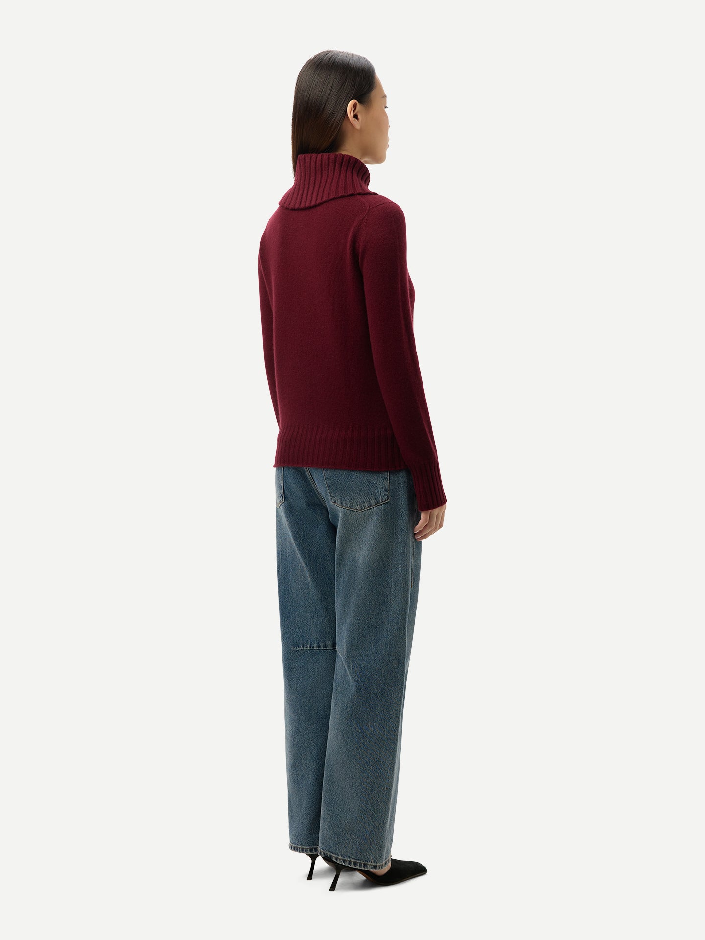 Kaschmir-Pullover mit Umklapp-Rollkragen
