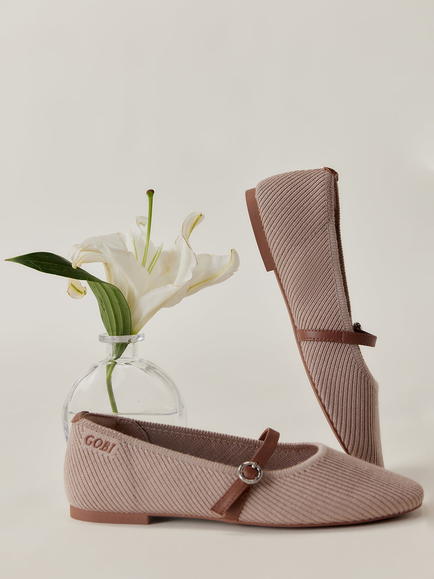 Strick-Ballerinas aus mercerisierter Wolle und Kaschmir