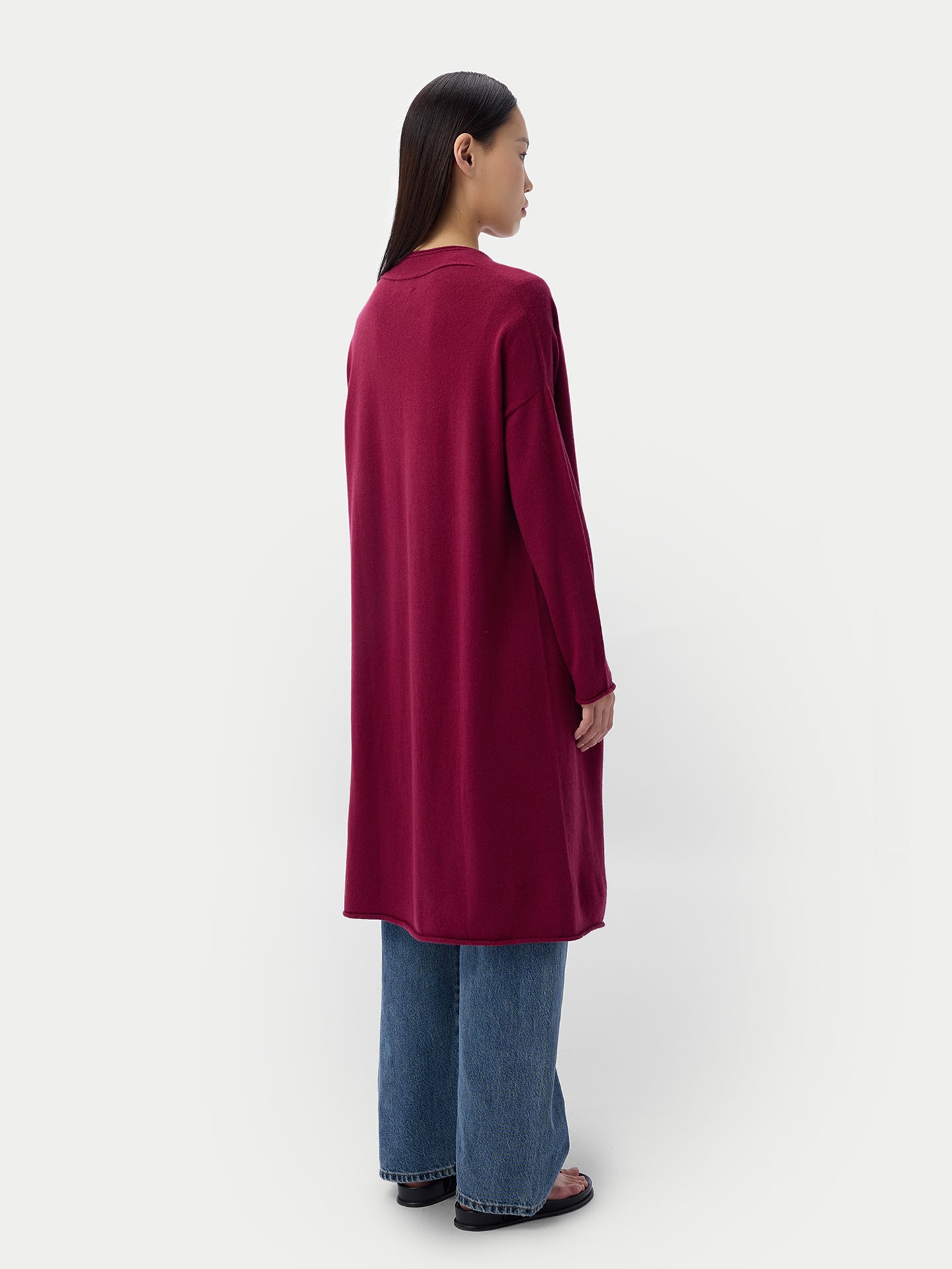 Kaschmir Strickjacke mit offenem Vorderteil