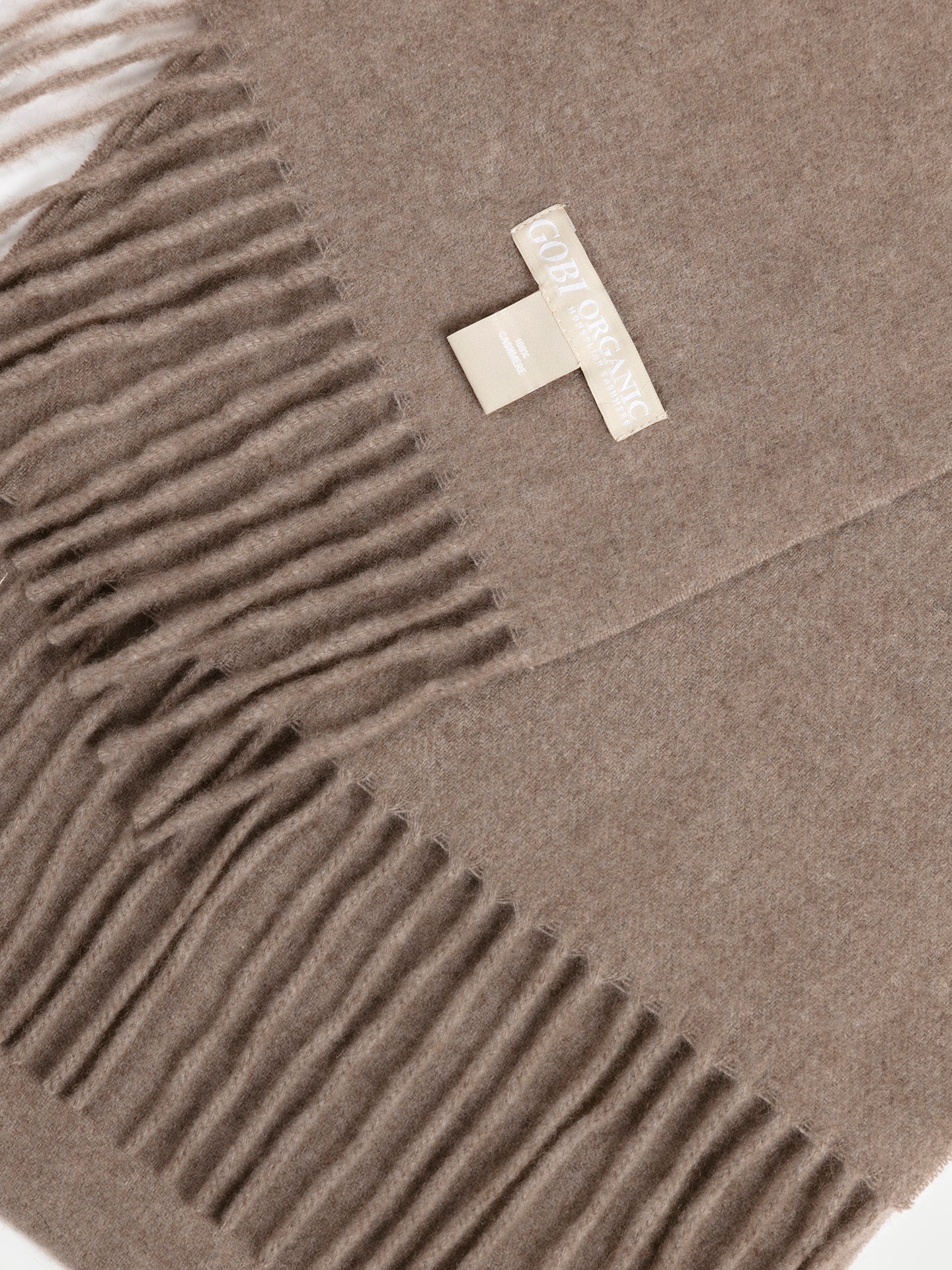 Naturfarbe Schal mit Fransen Taupe - Gobi Cashmere