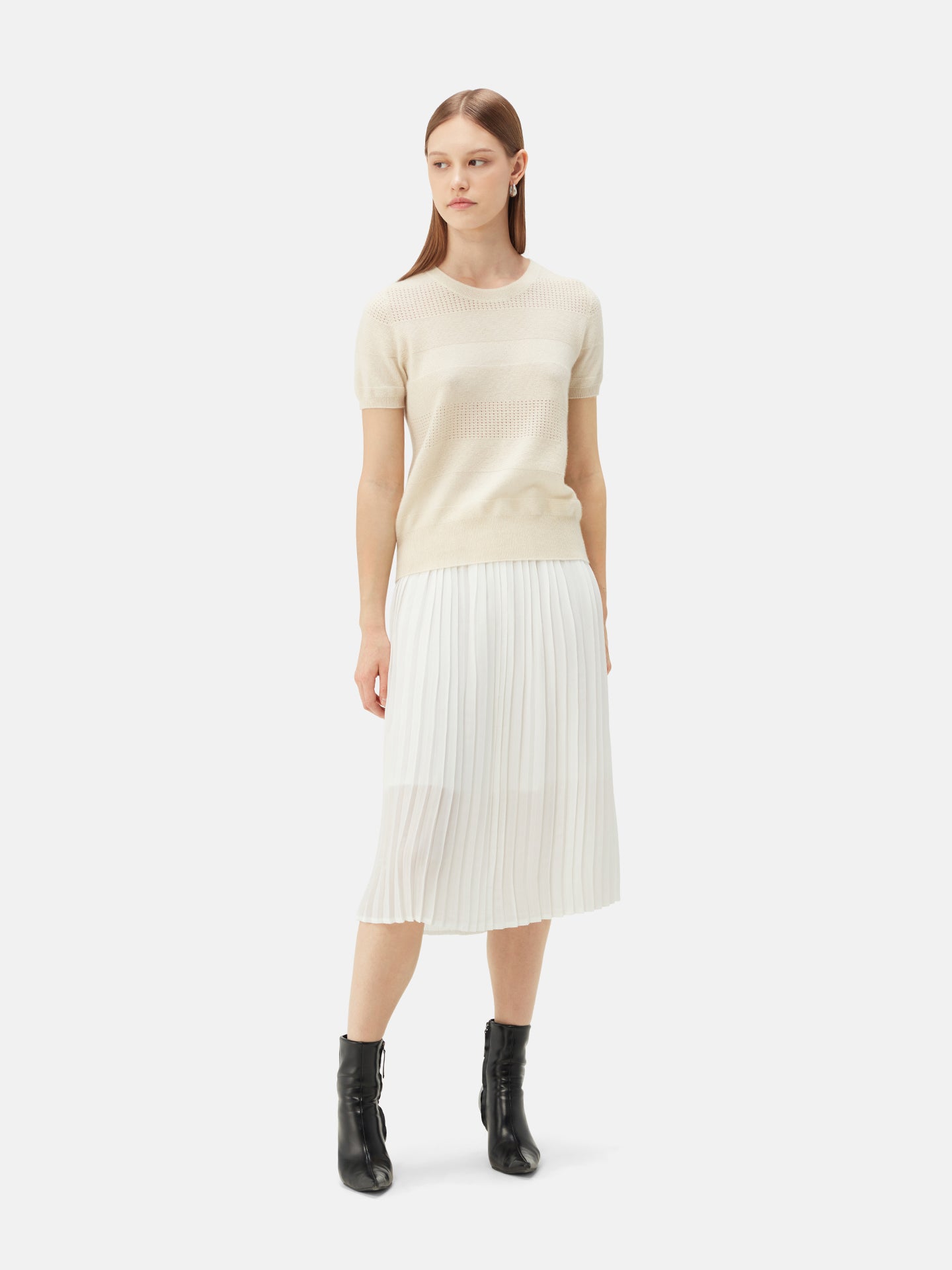 Authentisches kurzärmeliges Kaschmir-Top | GOBI Cashmere