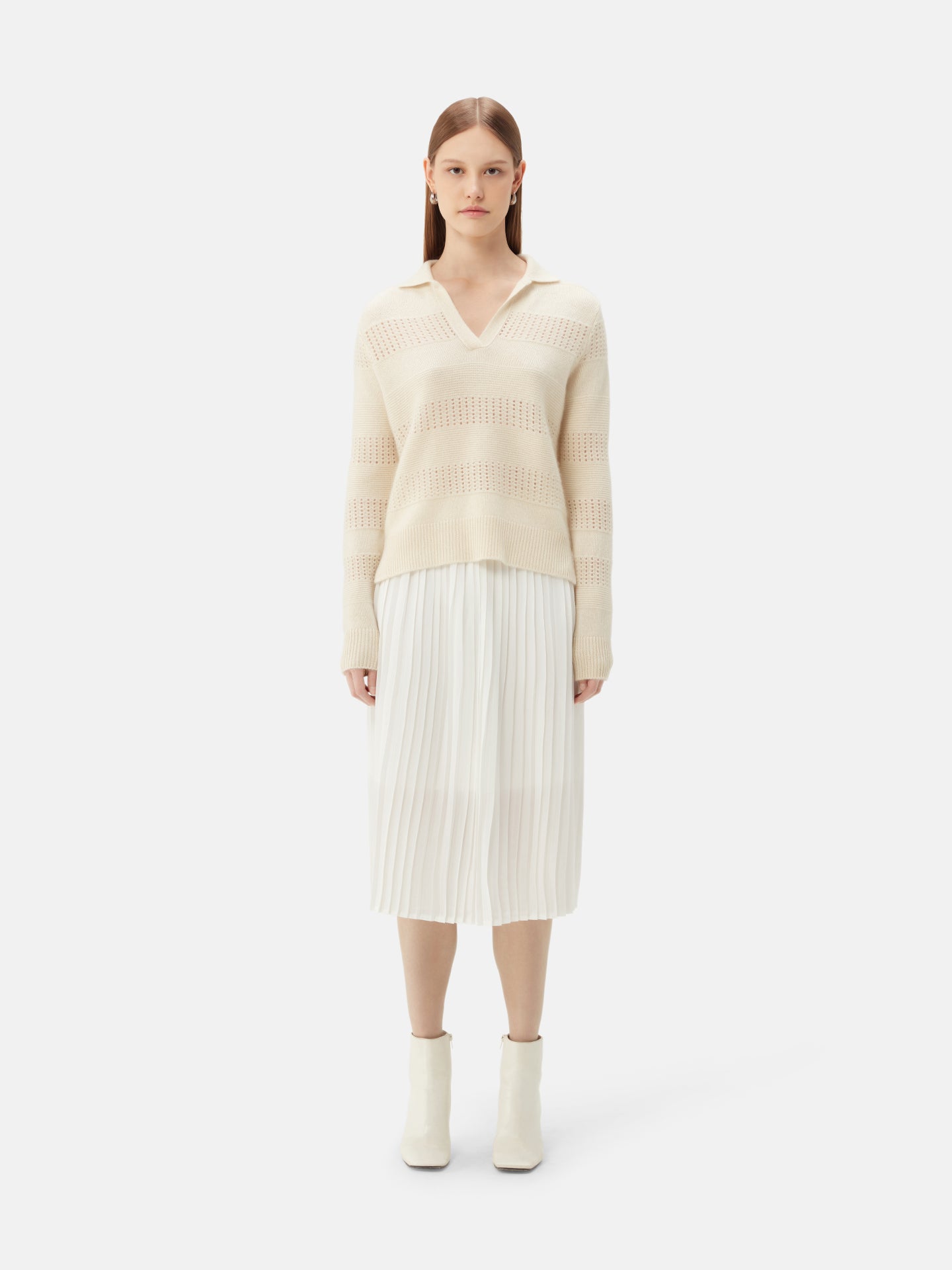 Kaschmir-Polo mit gemischtem Strickmuster | GOBI Cashmere