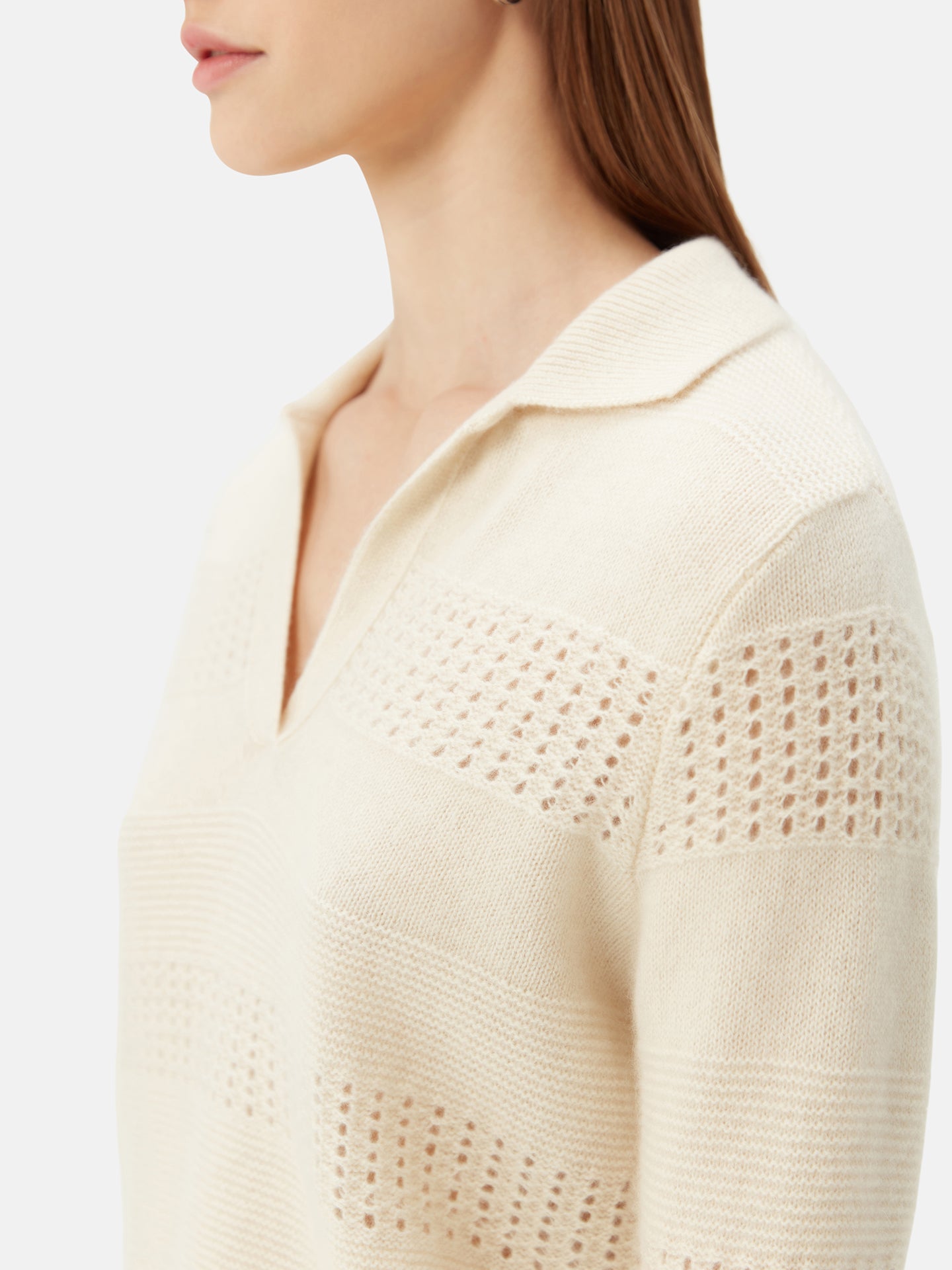 Kaschmir-Polo mit gemischtem Strickmuster | GOBI Cashmere