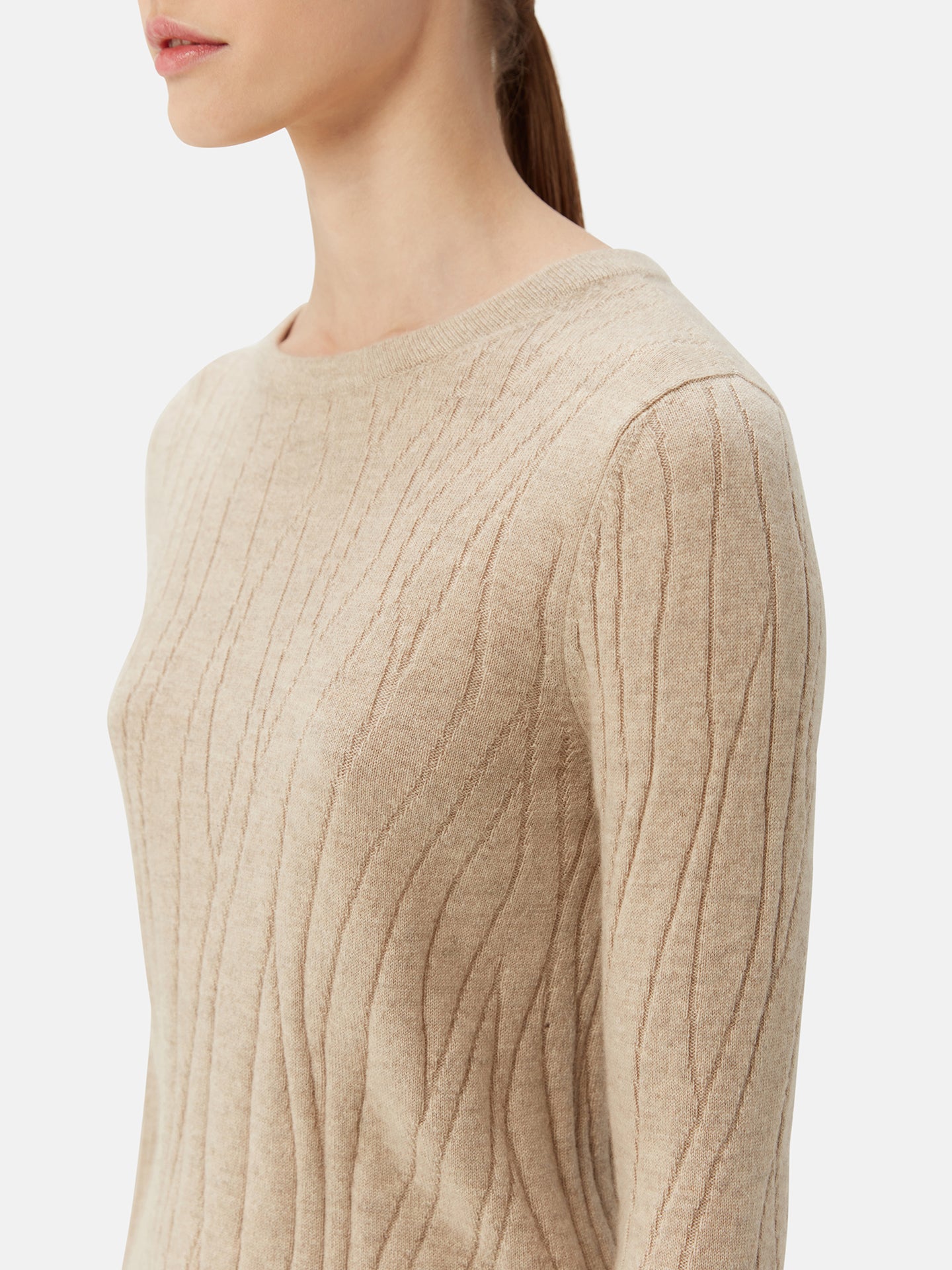 Naturfarbe Kaschmir Pulli mit Rundausschnitt | GOBI Cashmere