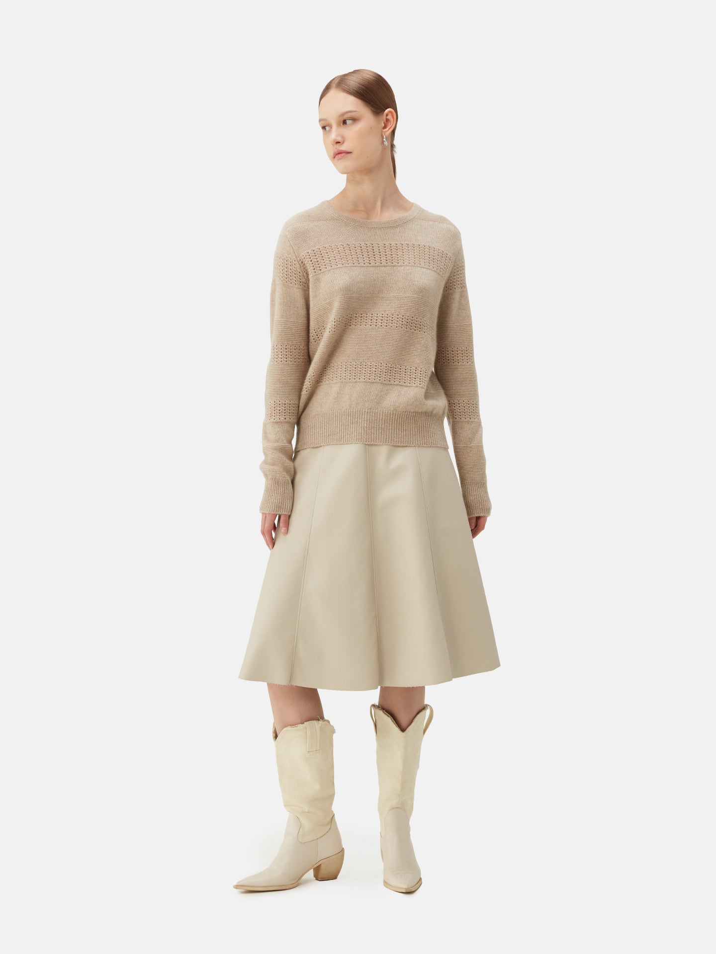 Rundhalspullover mit gemischten Mustern | GOBI Cashmere