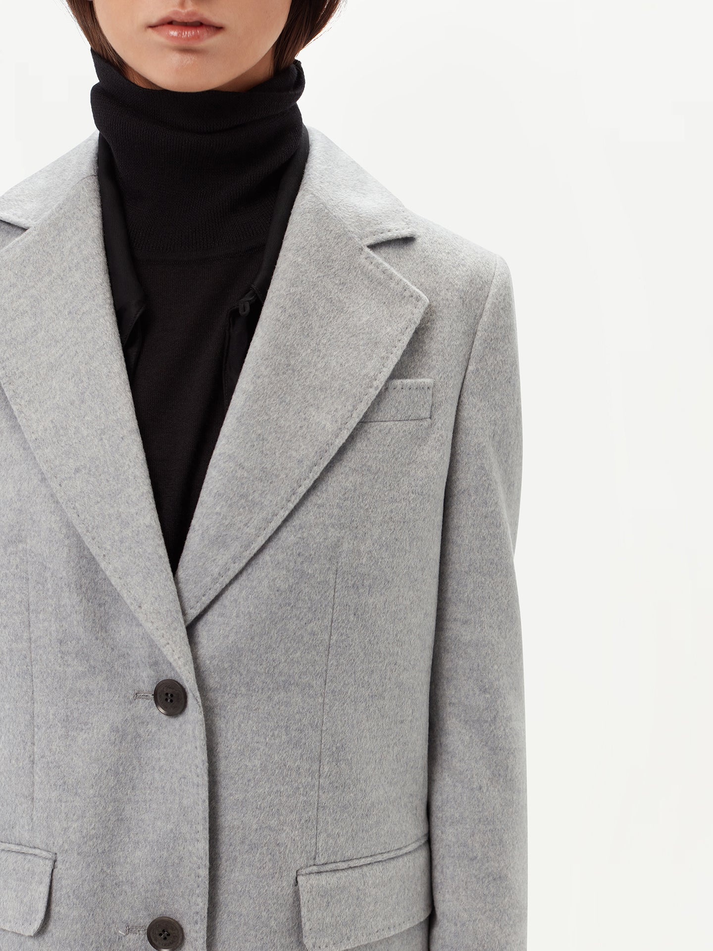 Damen Kaschmirmantel mit eingekerbtem Revers