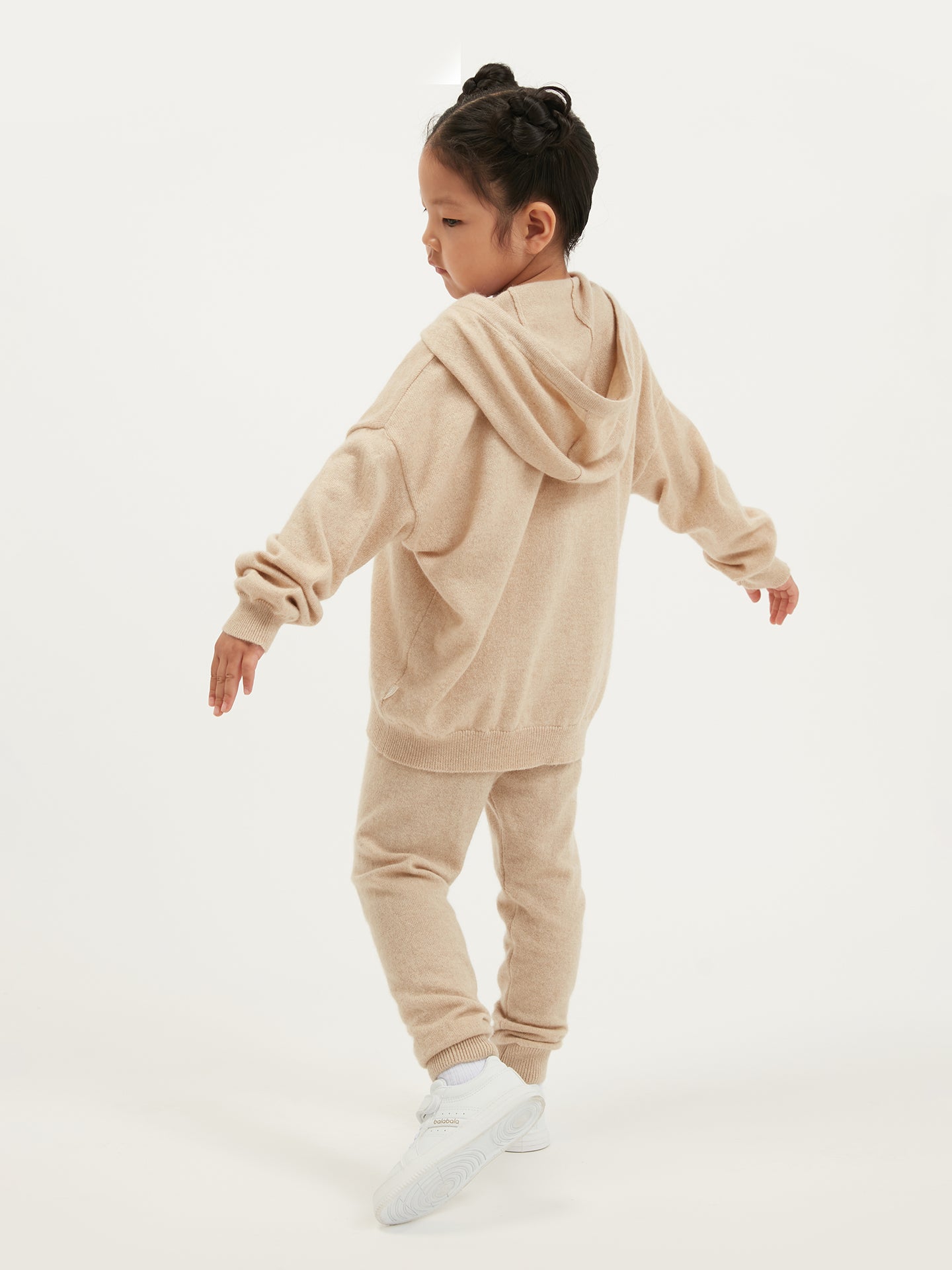 Naturfarbe Strickjacke mit Kapuze für Kinder
