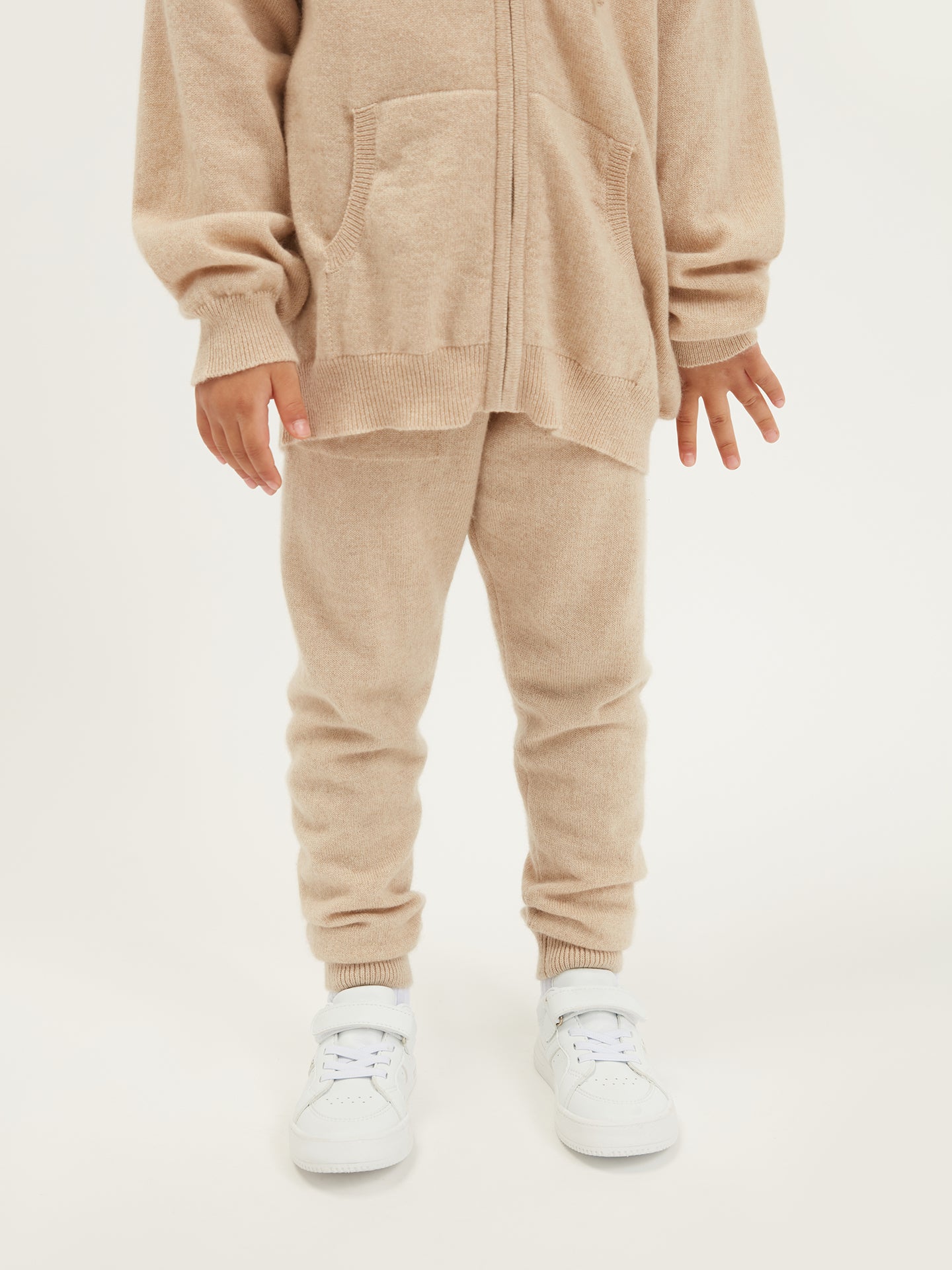 Naturfarbe Strickjacke mit Kapuze für Kinder