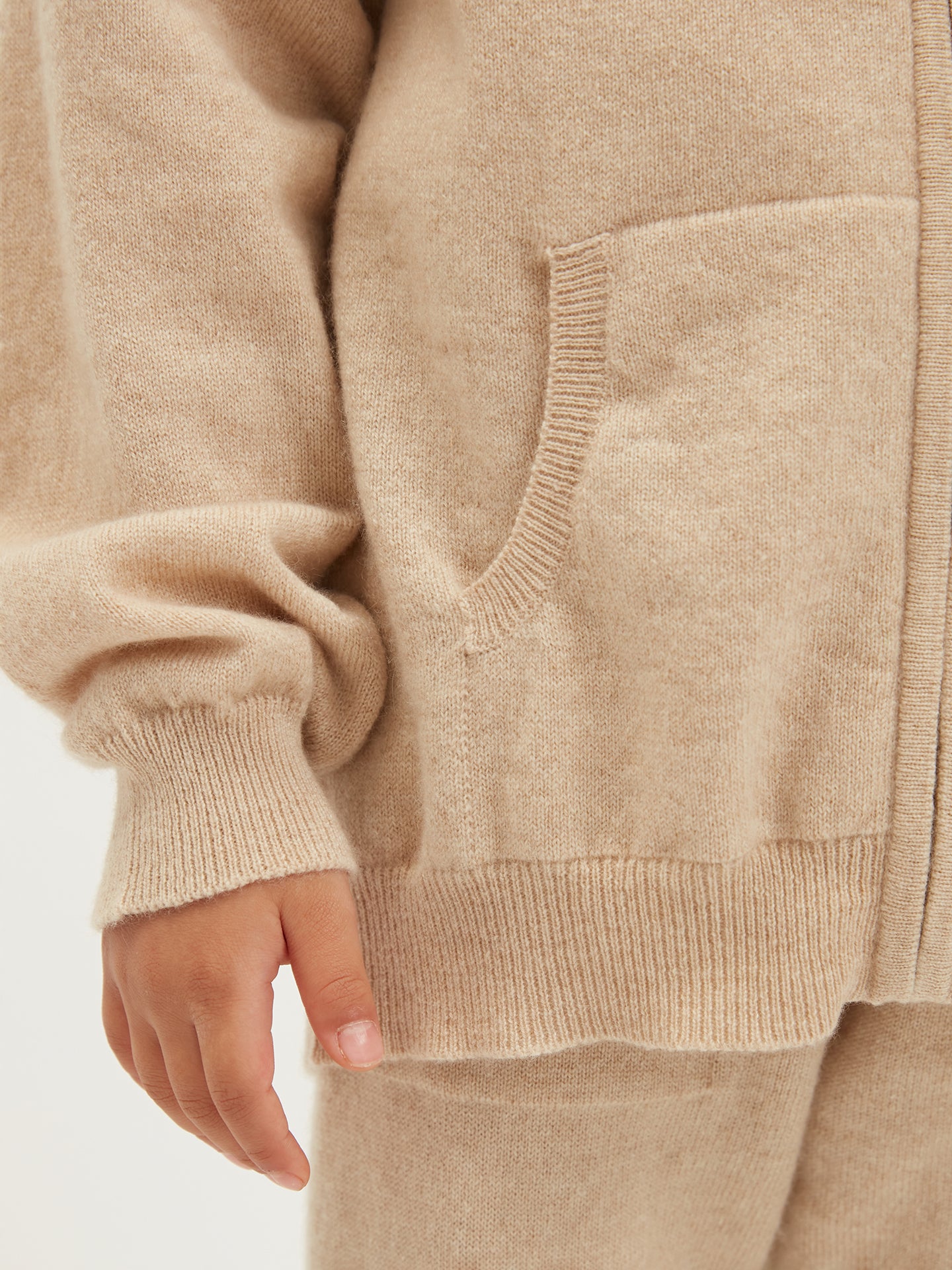 Naturfarbe Strickjacke mit Kapuze für Kinder