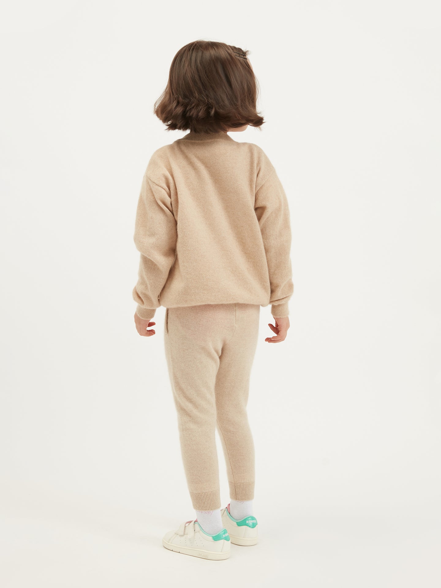 Naturfarbe Strickjacke mit V-Ausschnitt für Kinder