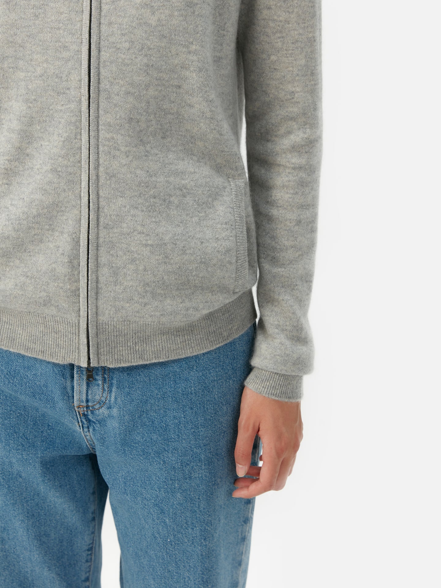 Basic Kaschmirstrickjacke mit Reißverschluss