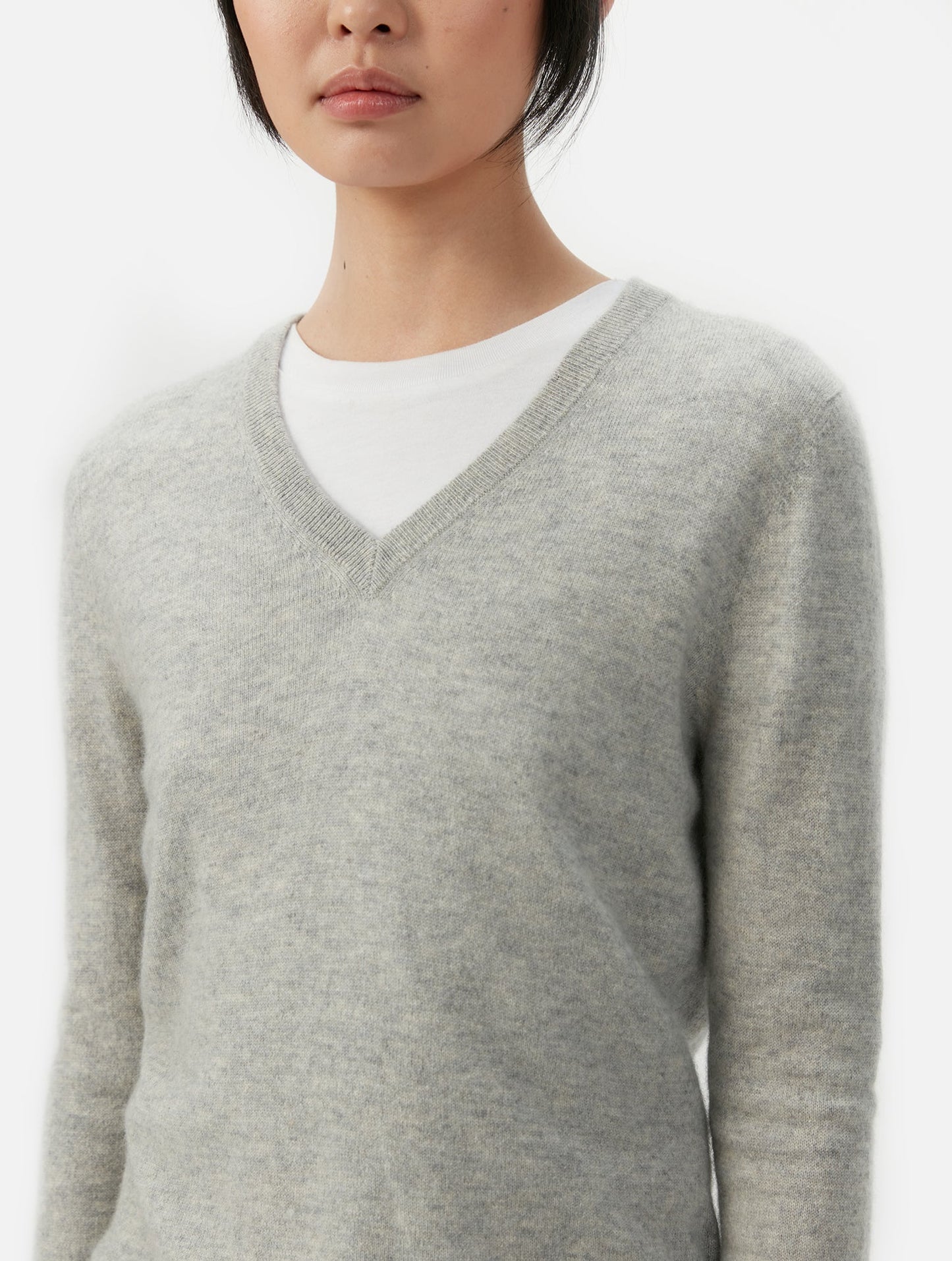 Basic V-Ausschnitt Kaschmirpullover