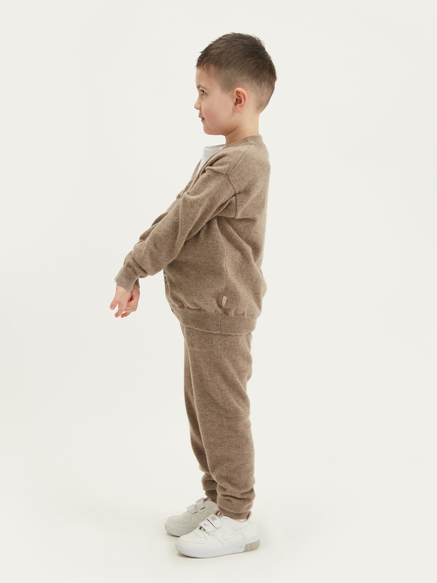 Naturfarbe Strickjacke mit V-Ausschnitt für Kinder