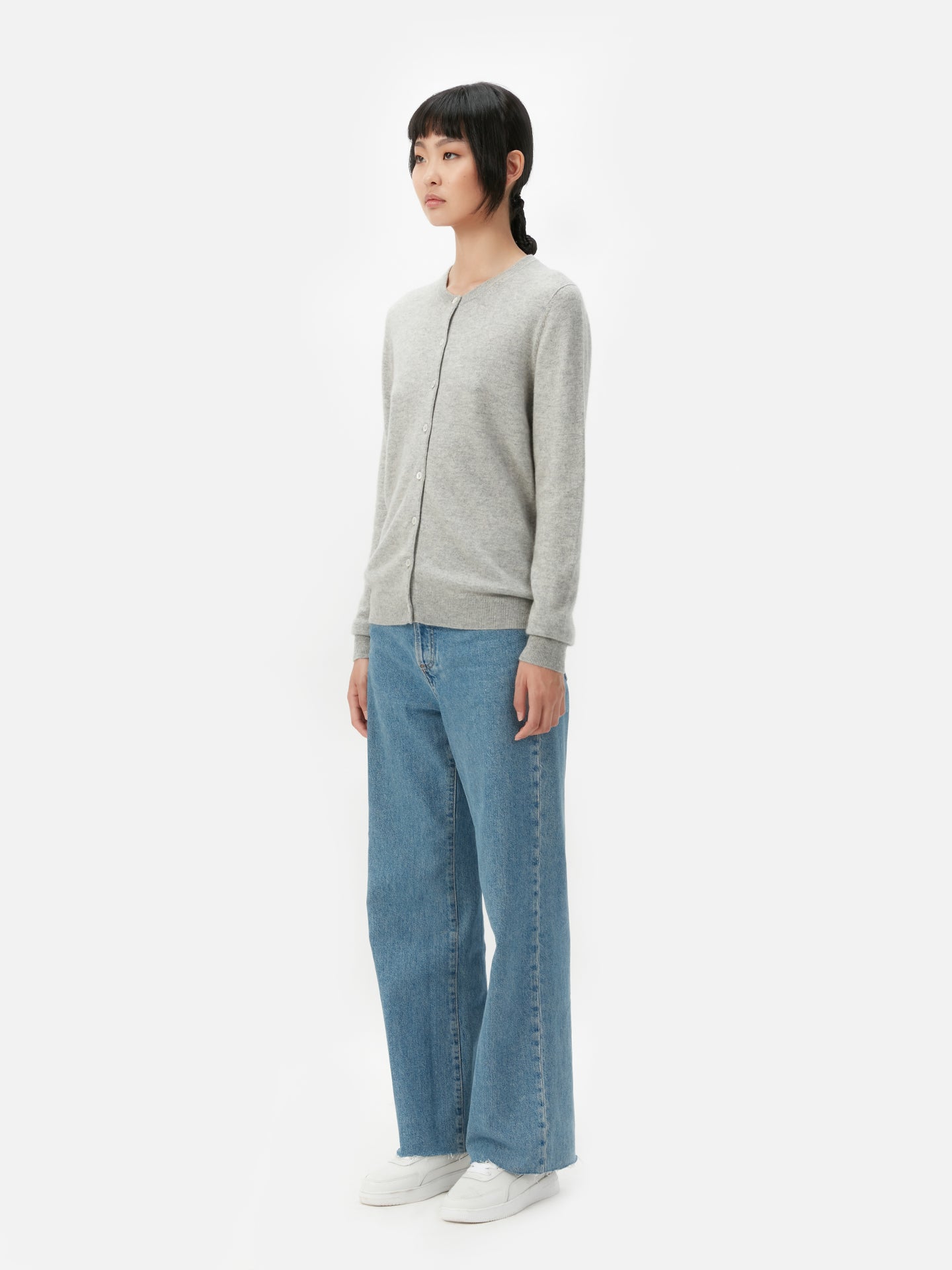 Basic B-Ausschnitt Kaschmirstrickjacke