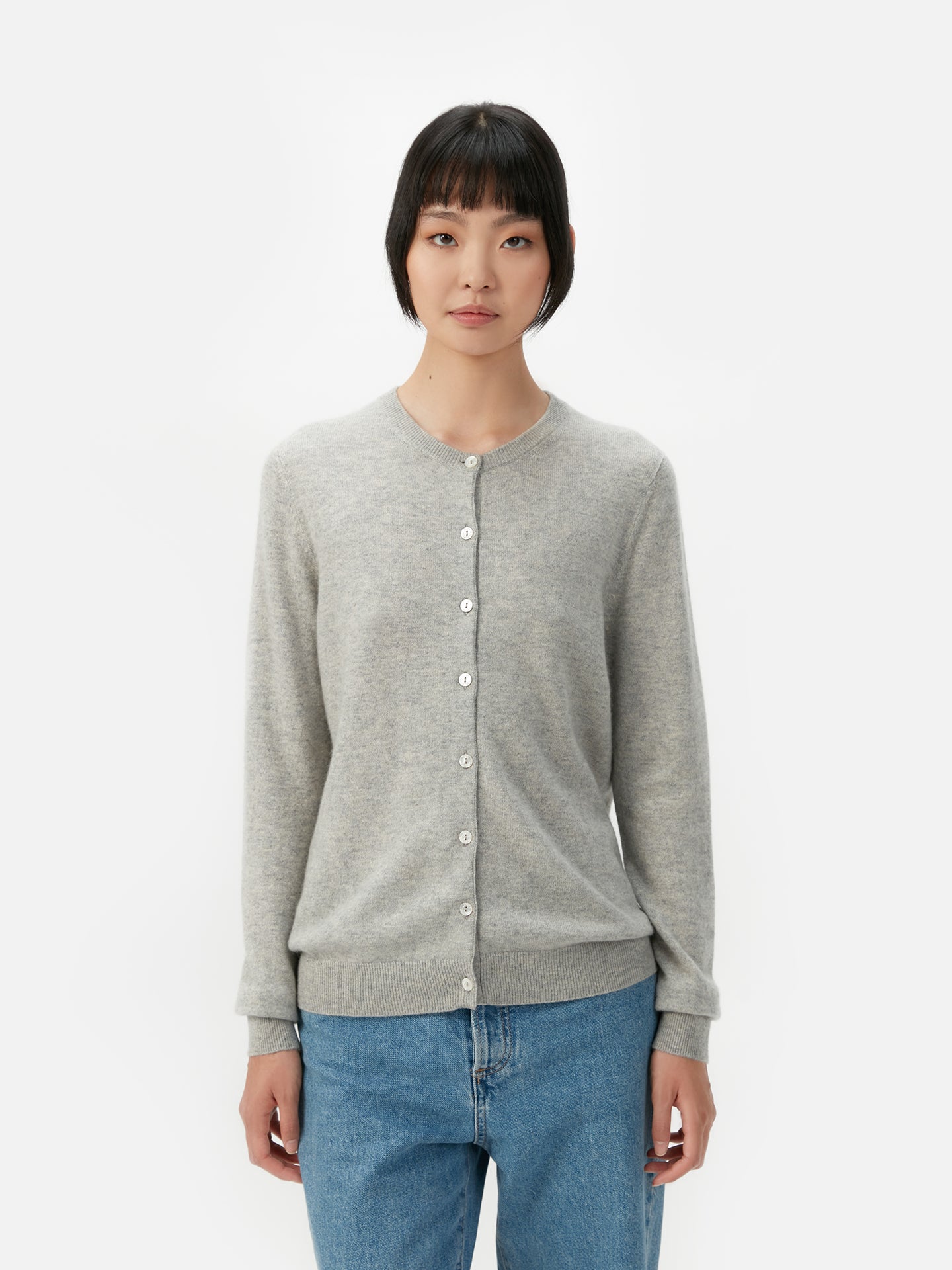 Basic B-Ausschnitt Kaschmirstrickjacke