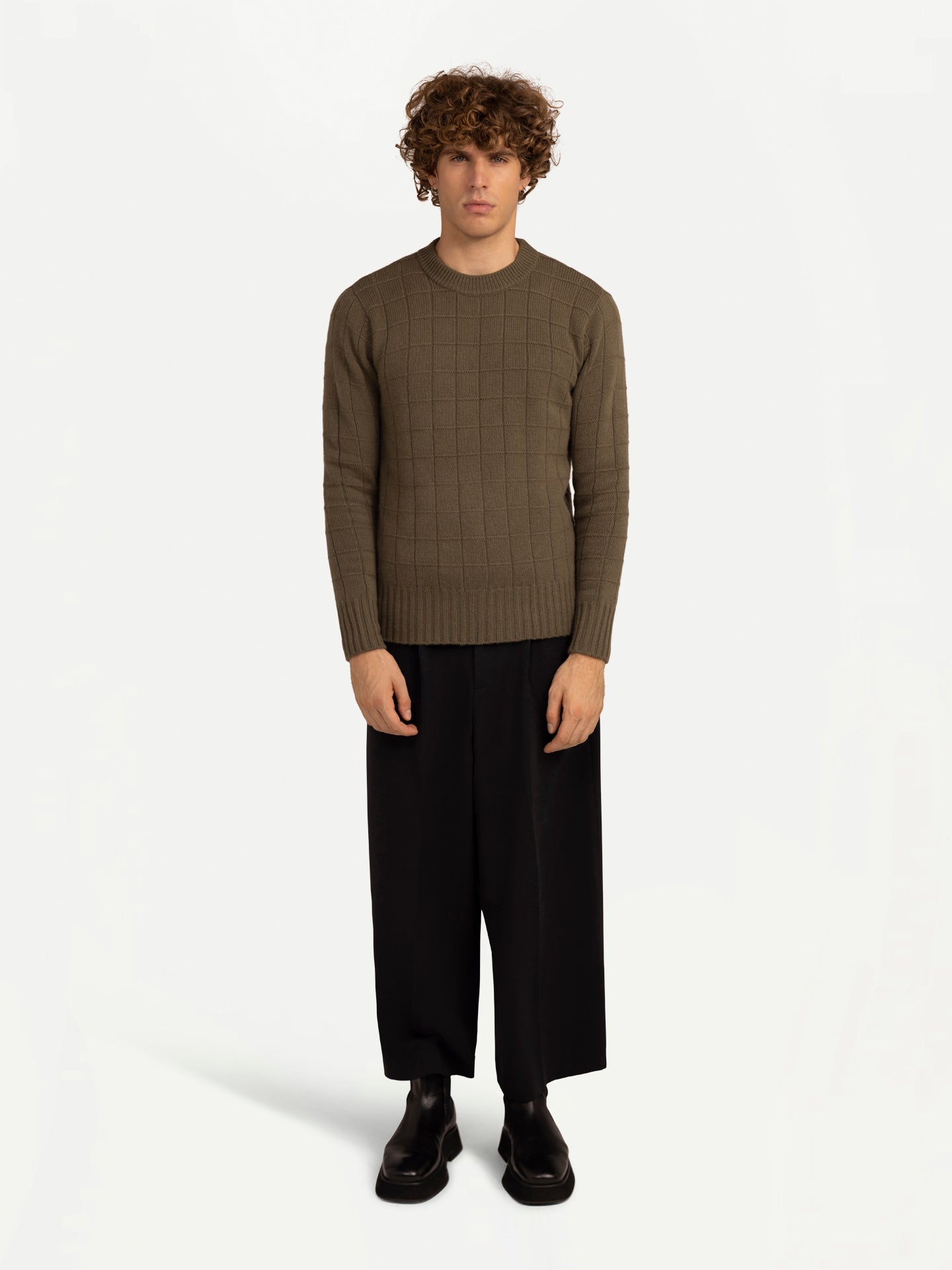 Kaschmirpullover mit Quadratmuster