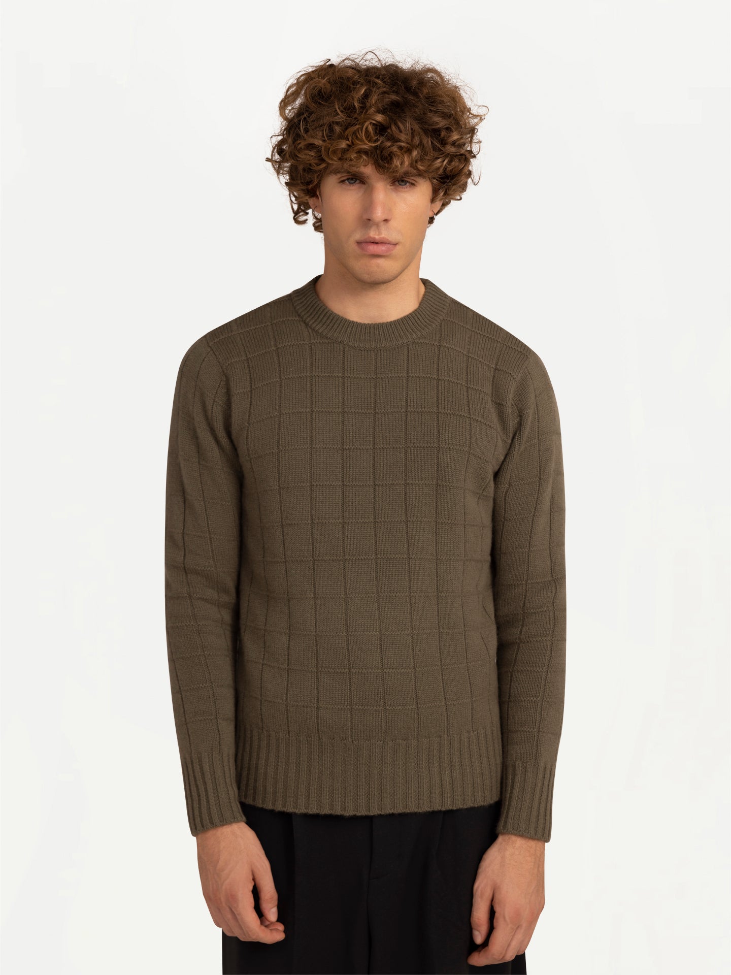 Kaschmirpullover mit Quadratmuster