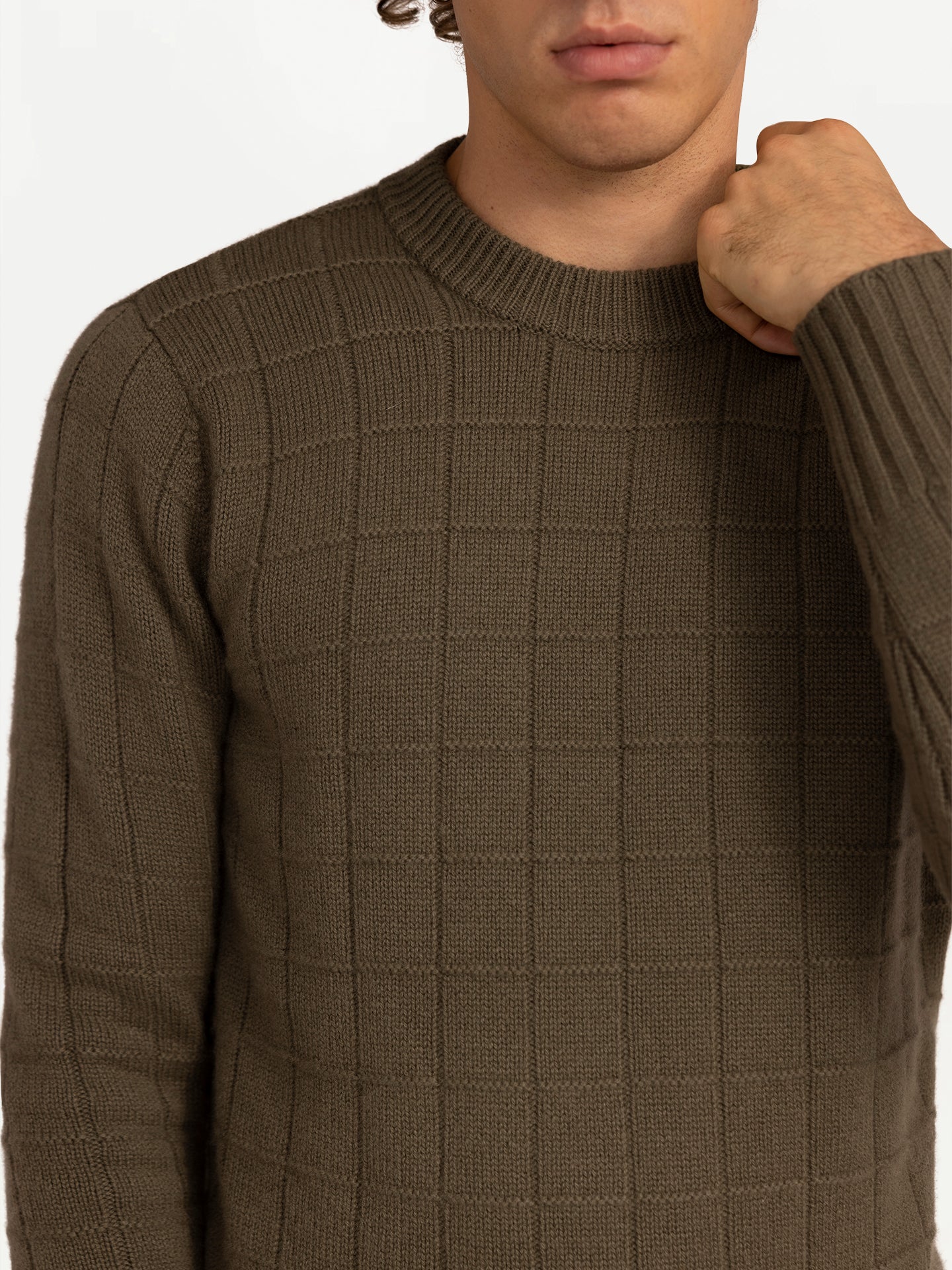 Kaschmirpullover mit Quadratmuster