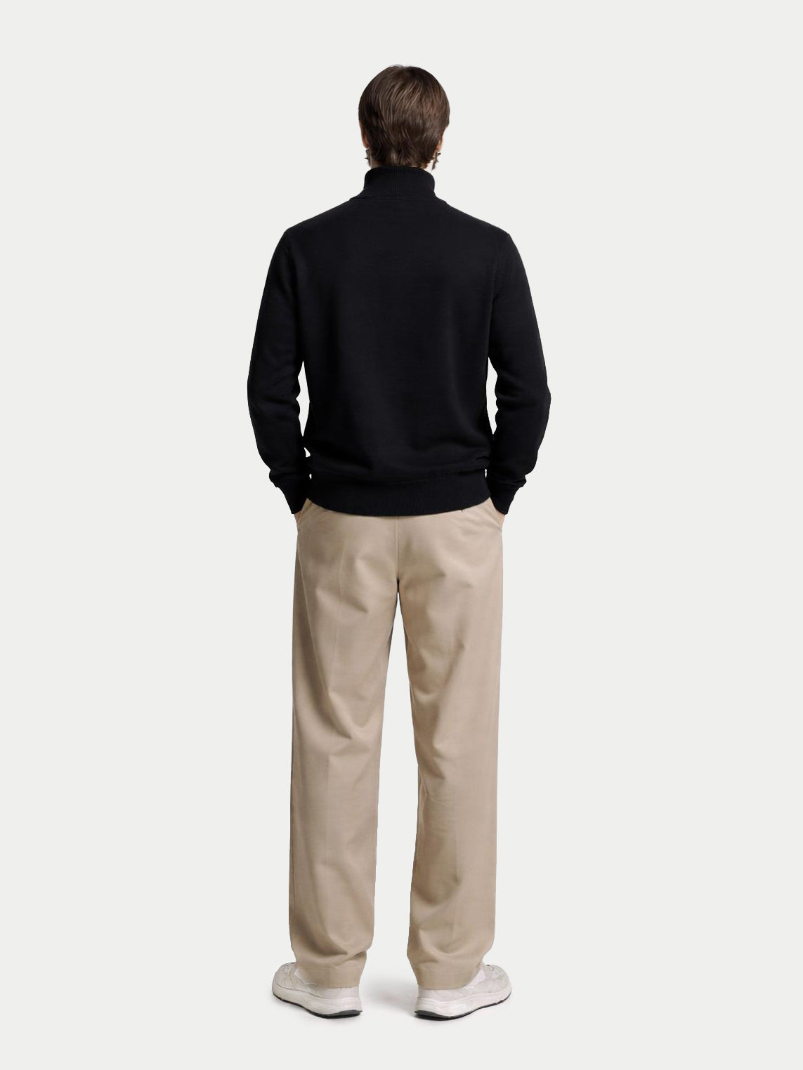 Basic Kaschmirpullover mit Halbreißverschluss