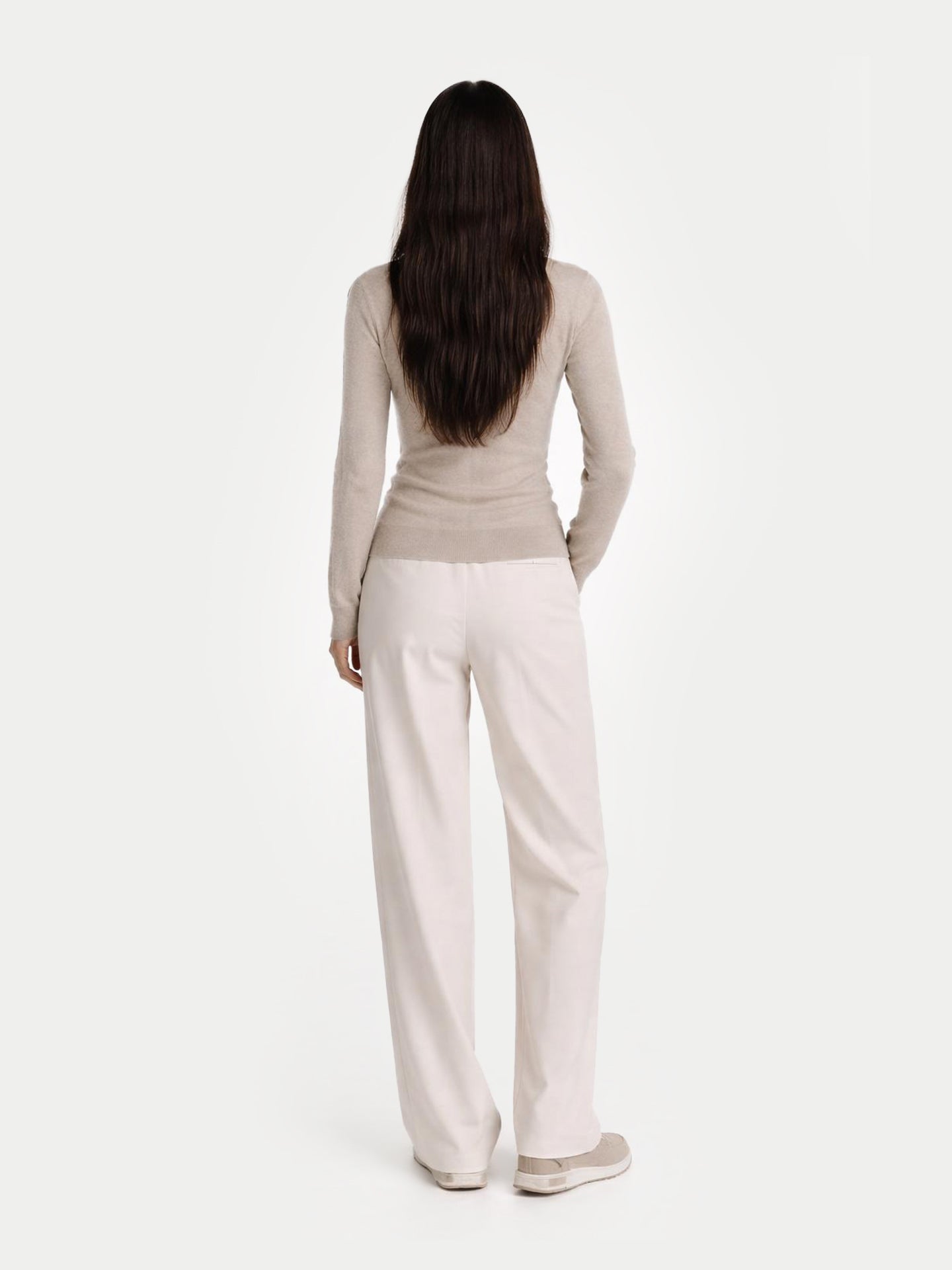 Naturfarbe Basic Rollkragenpullover aus Kaschmir