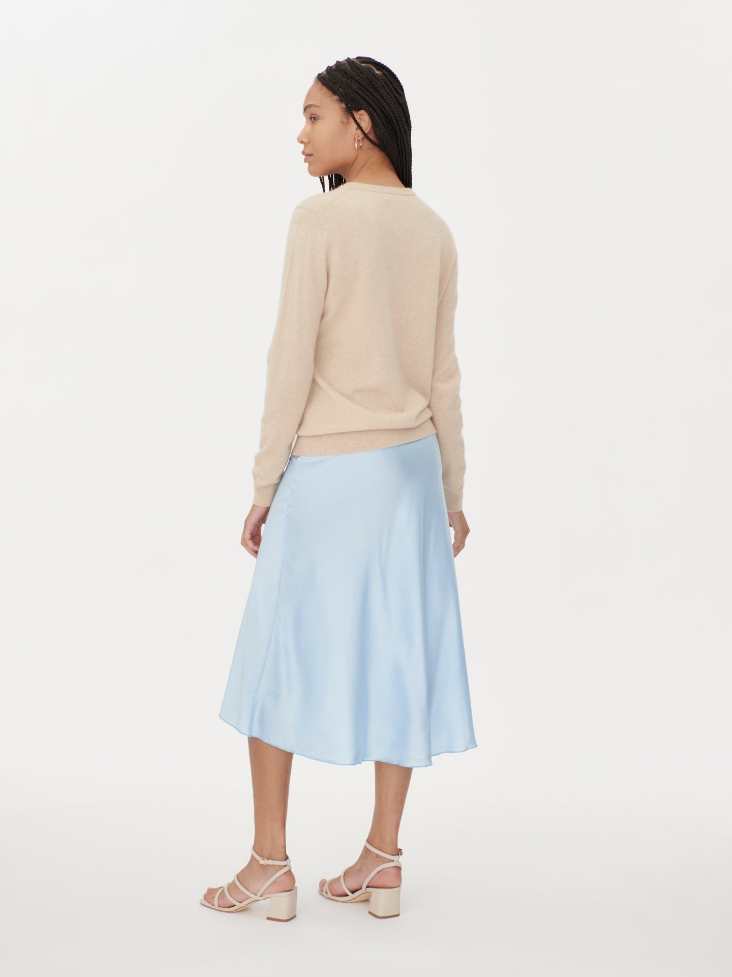 Naturfarbe Basic B-Ausschnitt Kaschmirstrickjacke