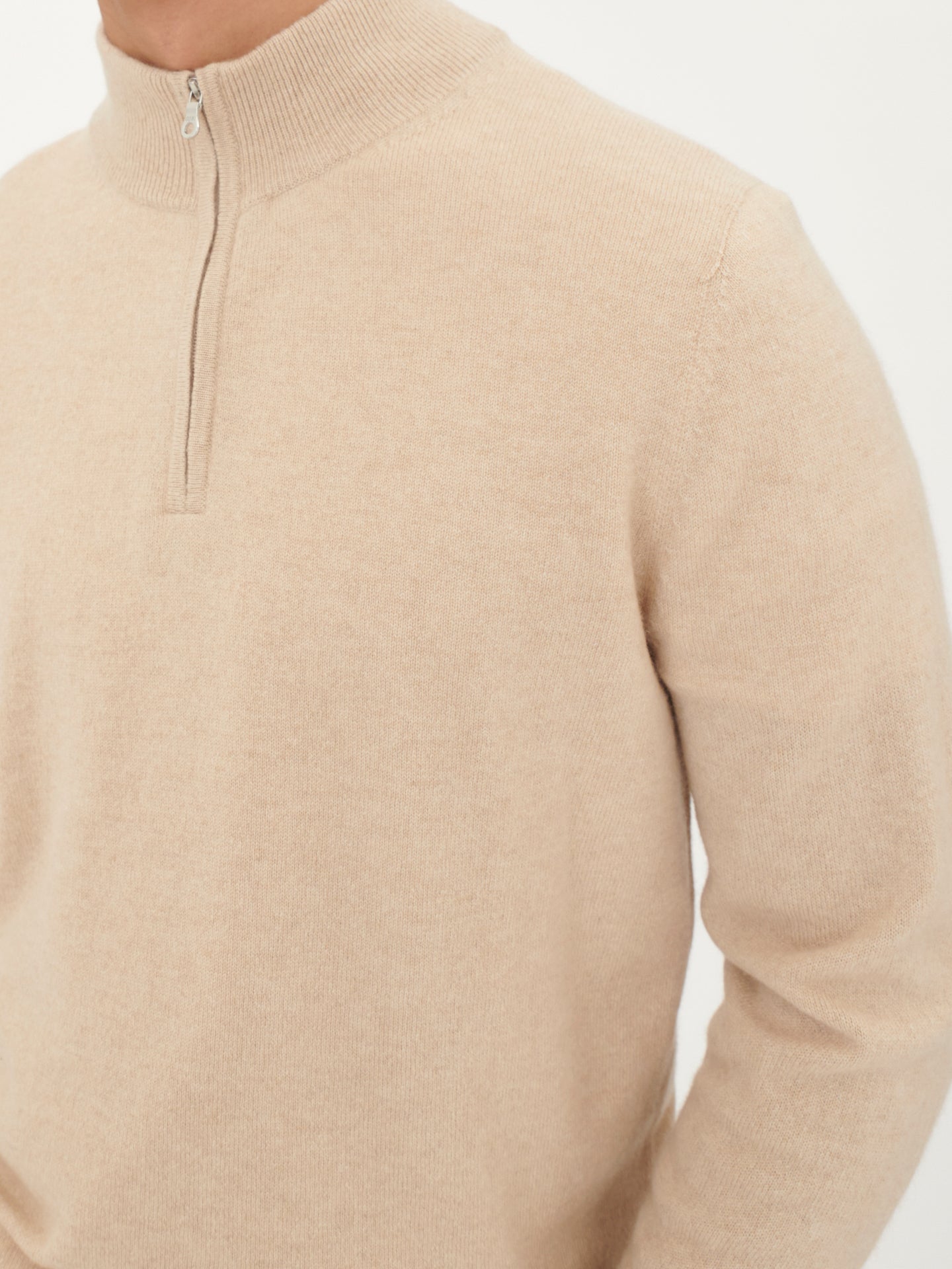 Basic Kaschmirpullover mit Halbreißverschluss