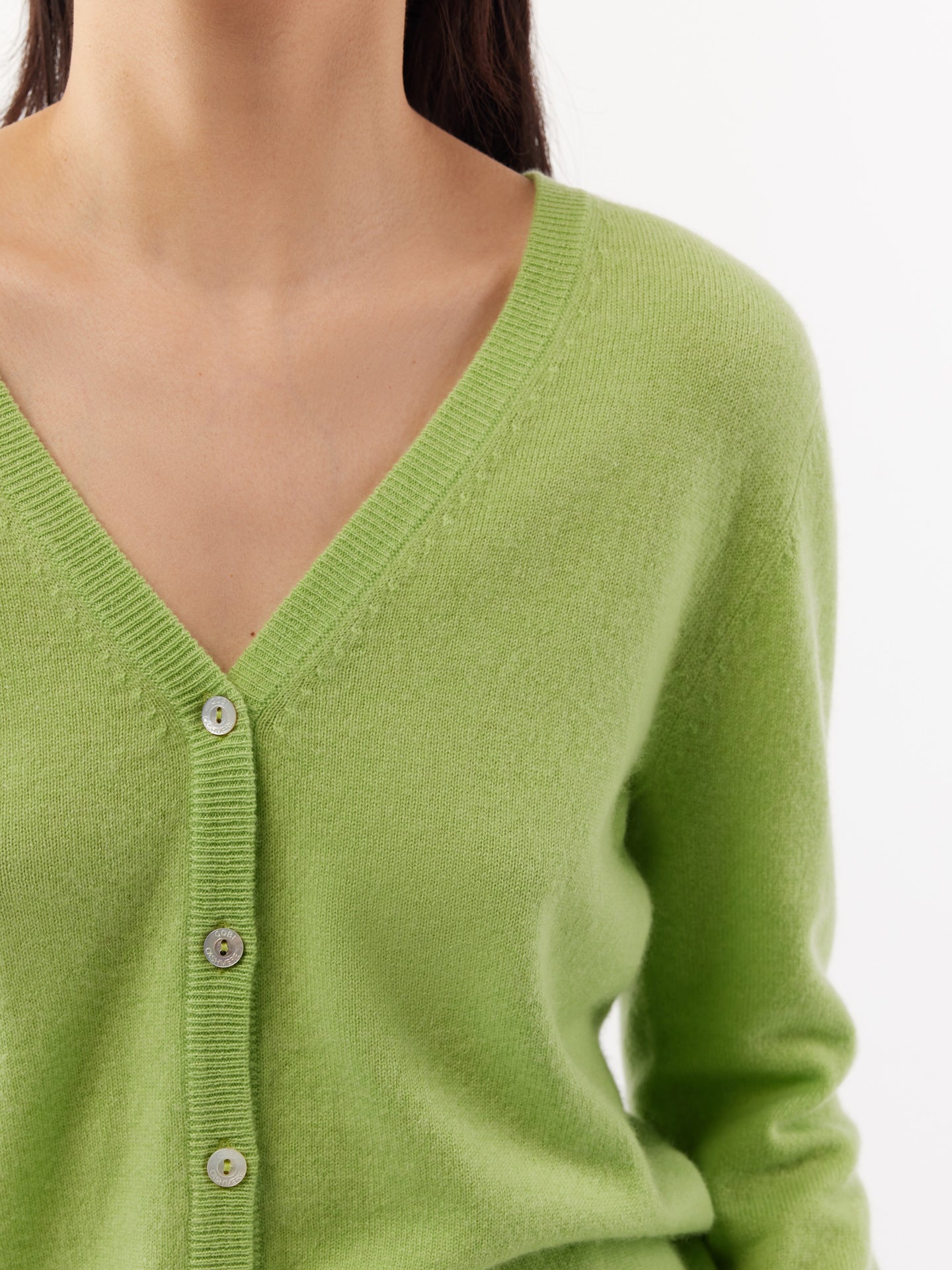 Basic V-Ausschnitt Kaschmirstrickjacke