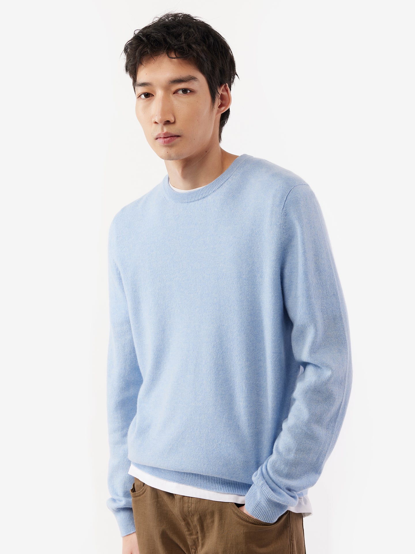 Basic Kaschmirpullover mit R-Ausschnitt