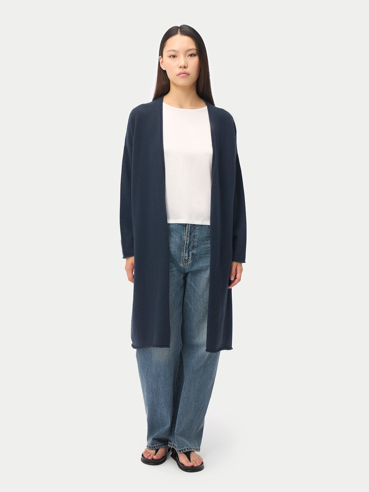 Kaschmir Strickjacke mit offenem Vorderteil