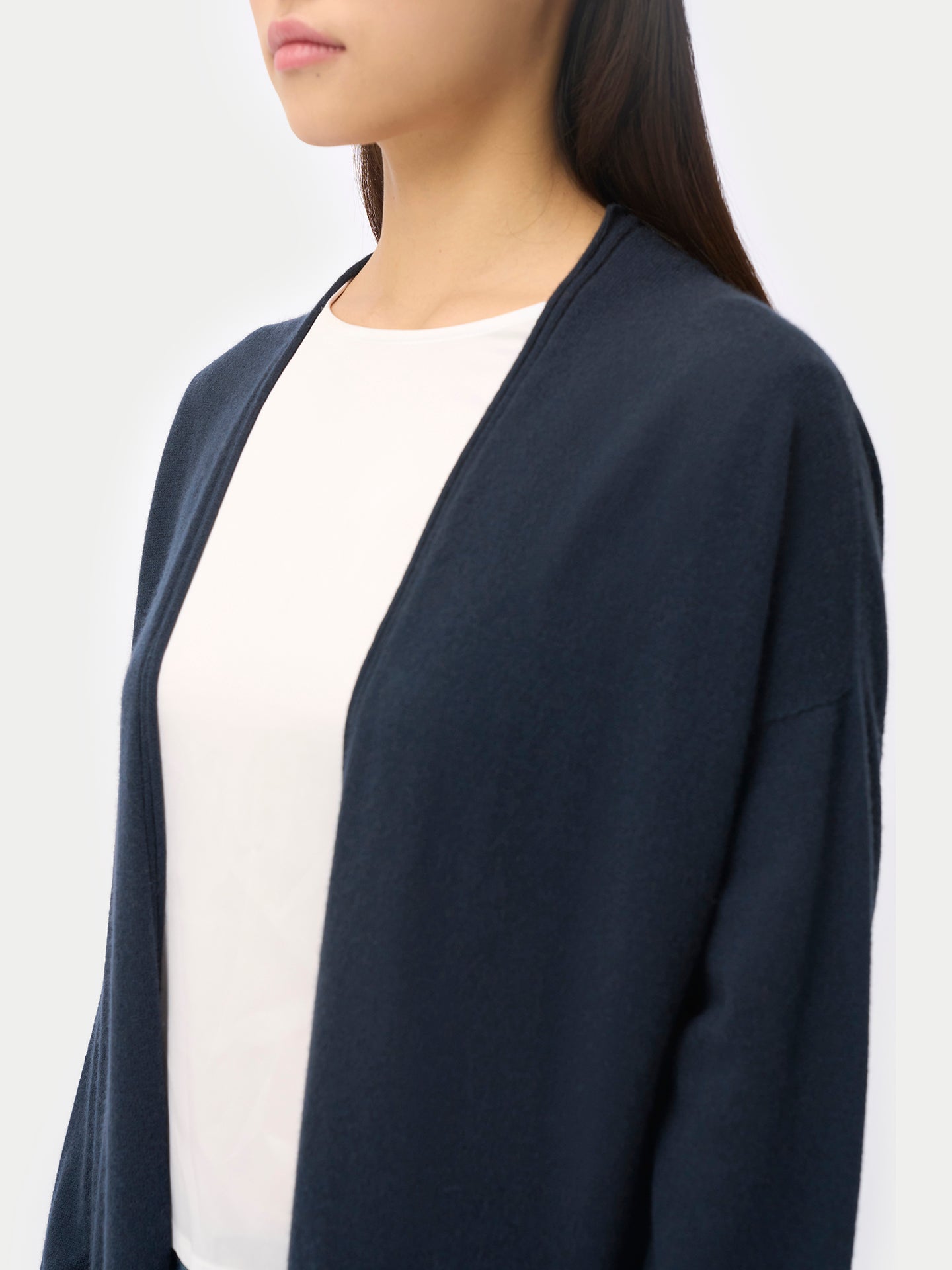 Kaschmir Strickjacke mit offenem Vorderteil