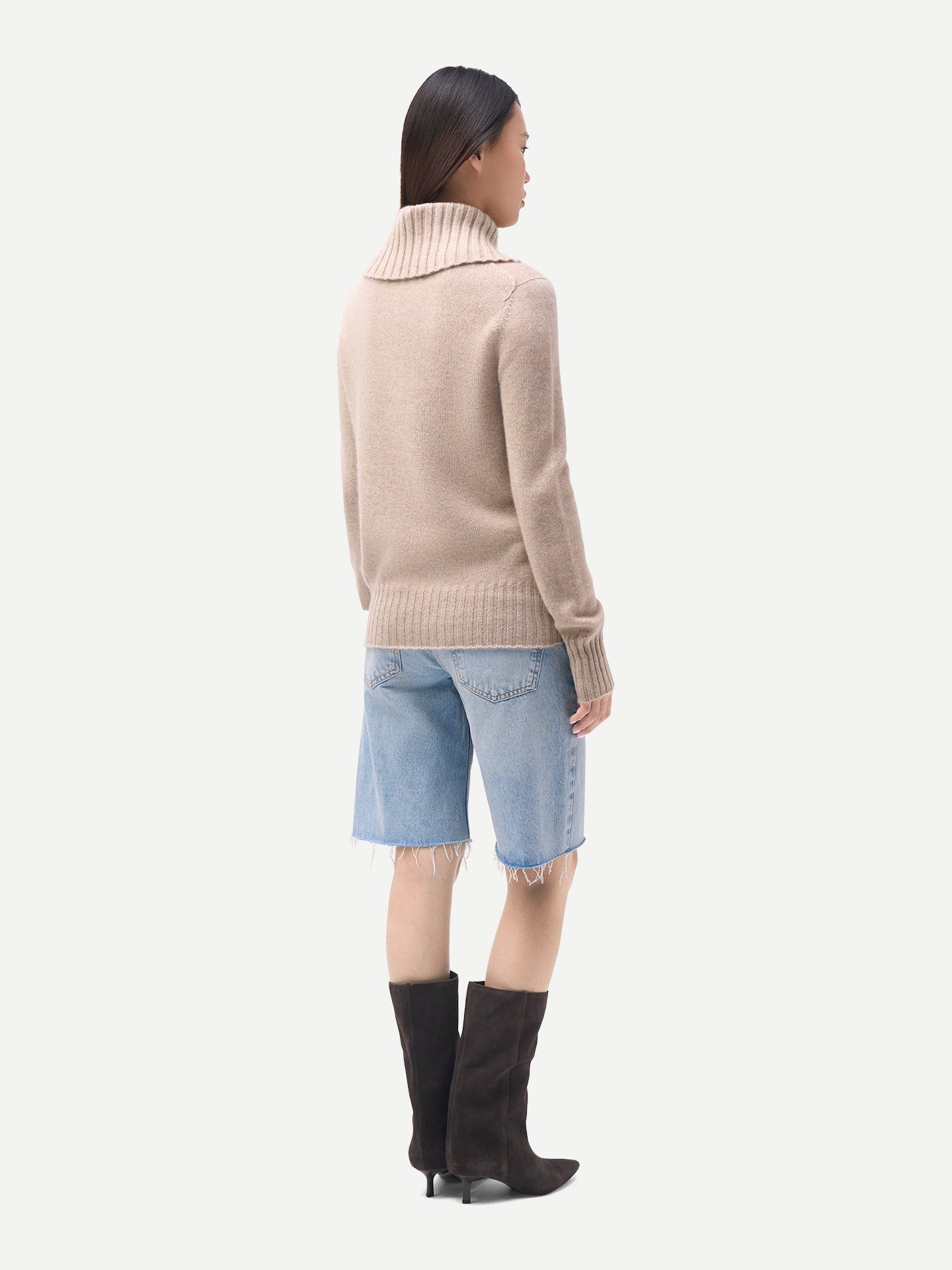 Kaschmir-Pullover mit Umklapp-Rollkragen