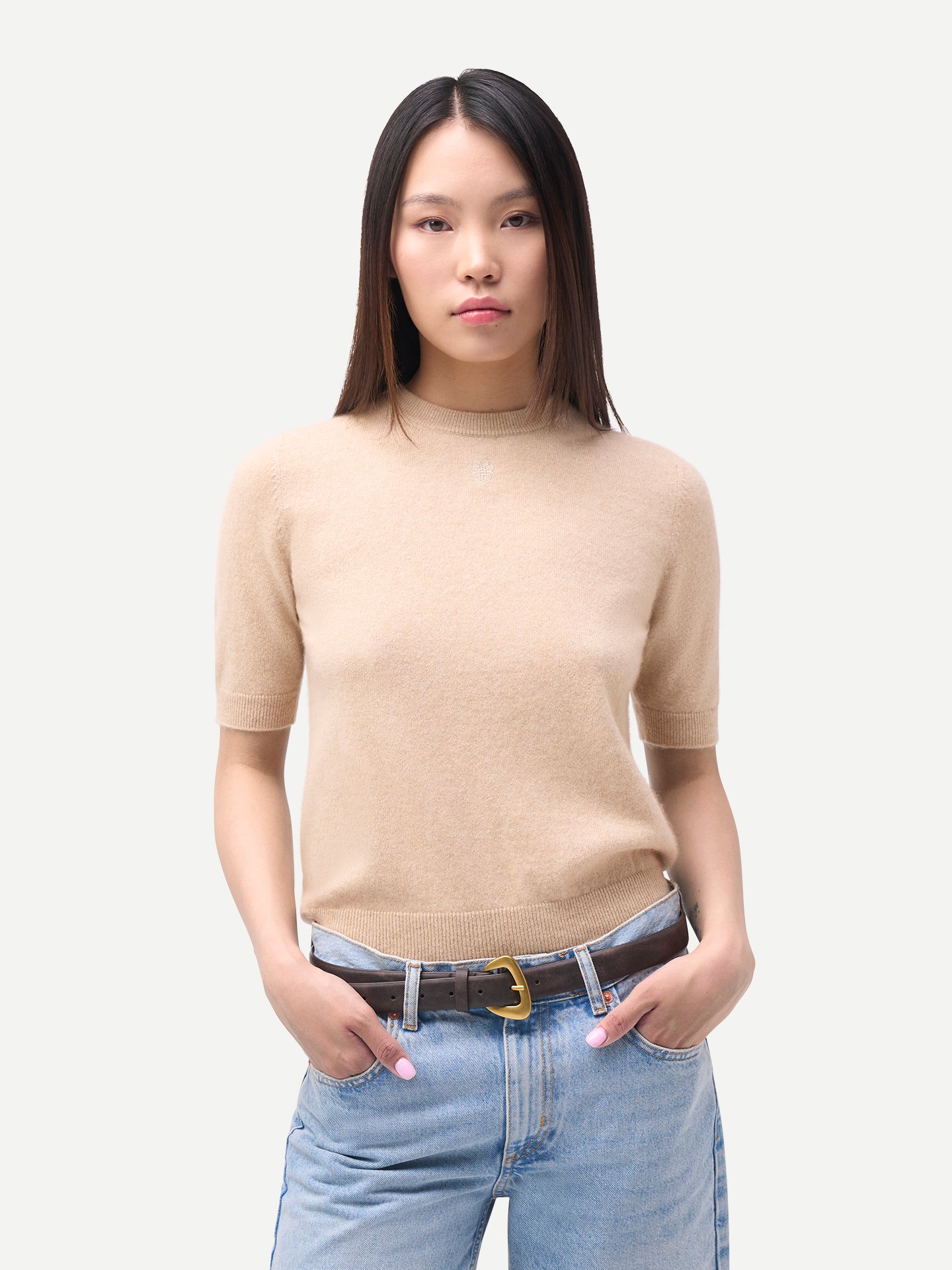 Kaschmir-Pullover mit kurzen Ärmeln