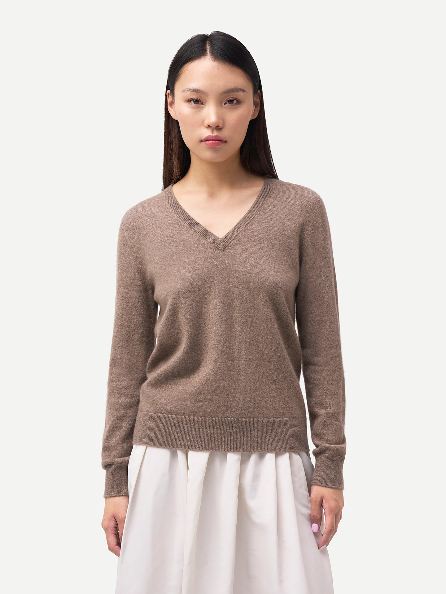 Damen Kaschmirpullover mit V-Ausschnitt