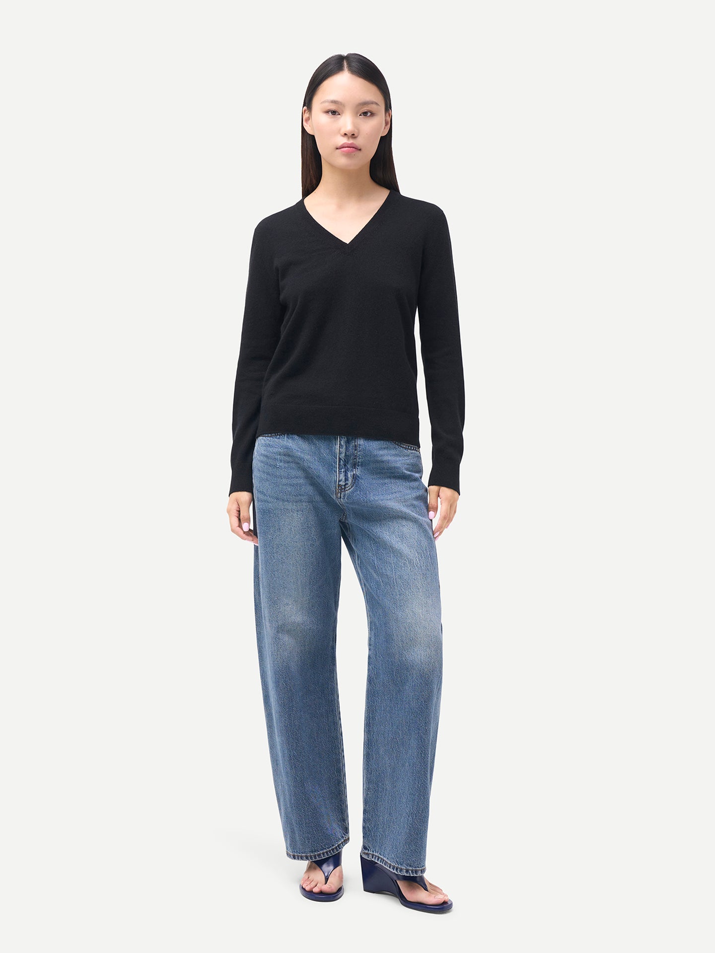 Damen Kaschmirpullover mit V-Ausschnitt