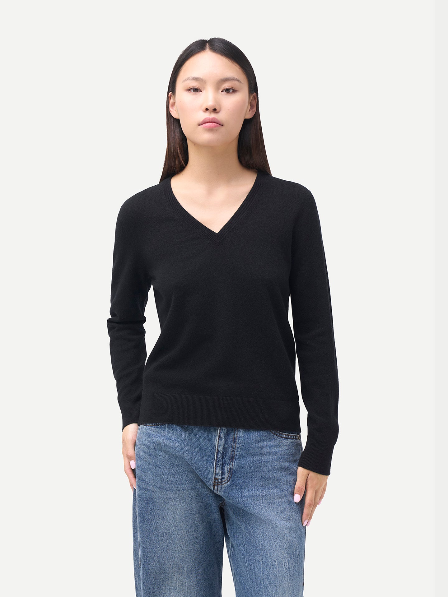 Damen Kaschmirpullover mit V-Ausschnitt
