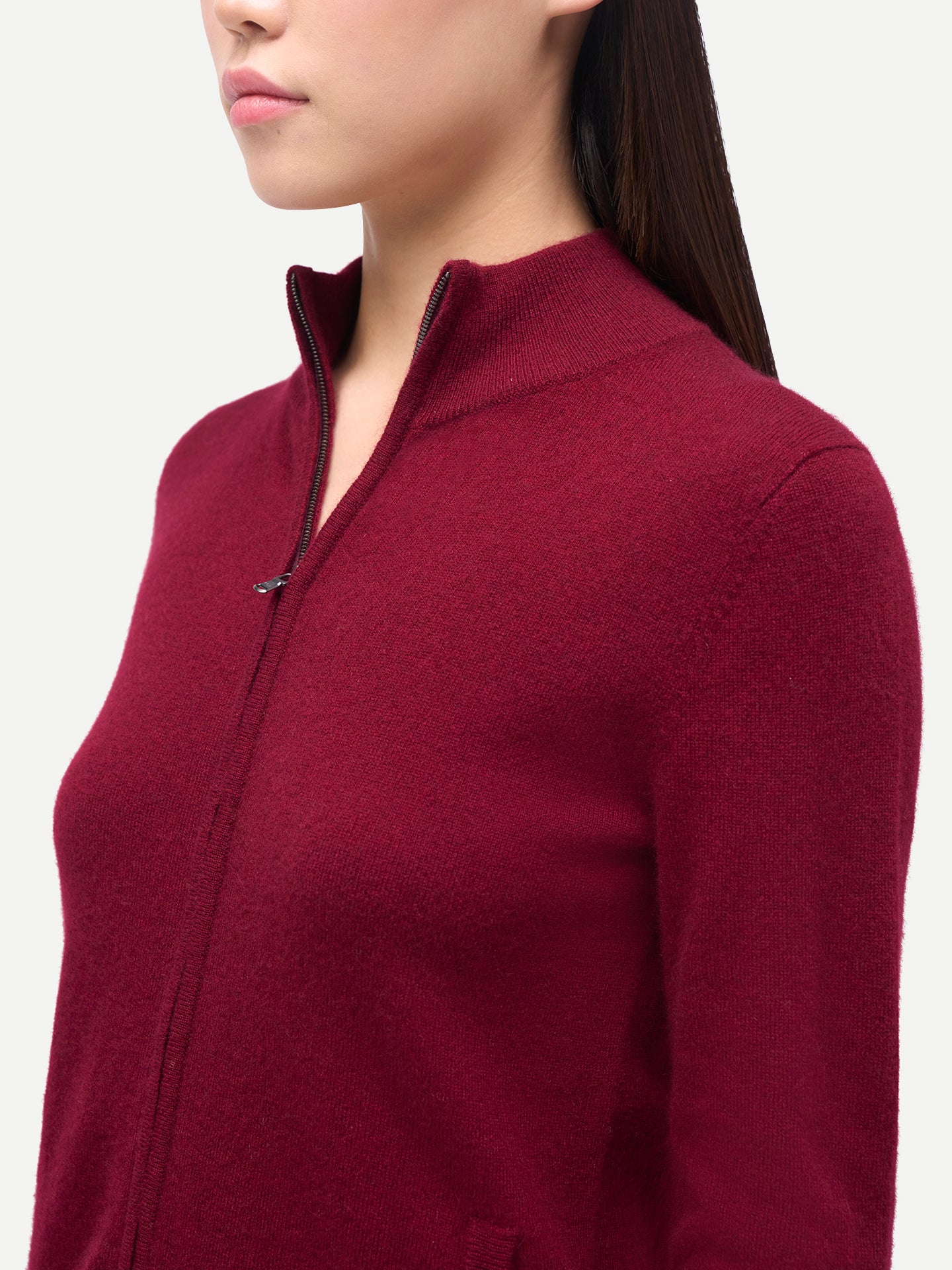 Zeitloser Kaschmir Strickjacke mit Reißverschluss