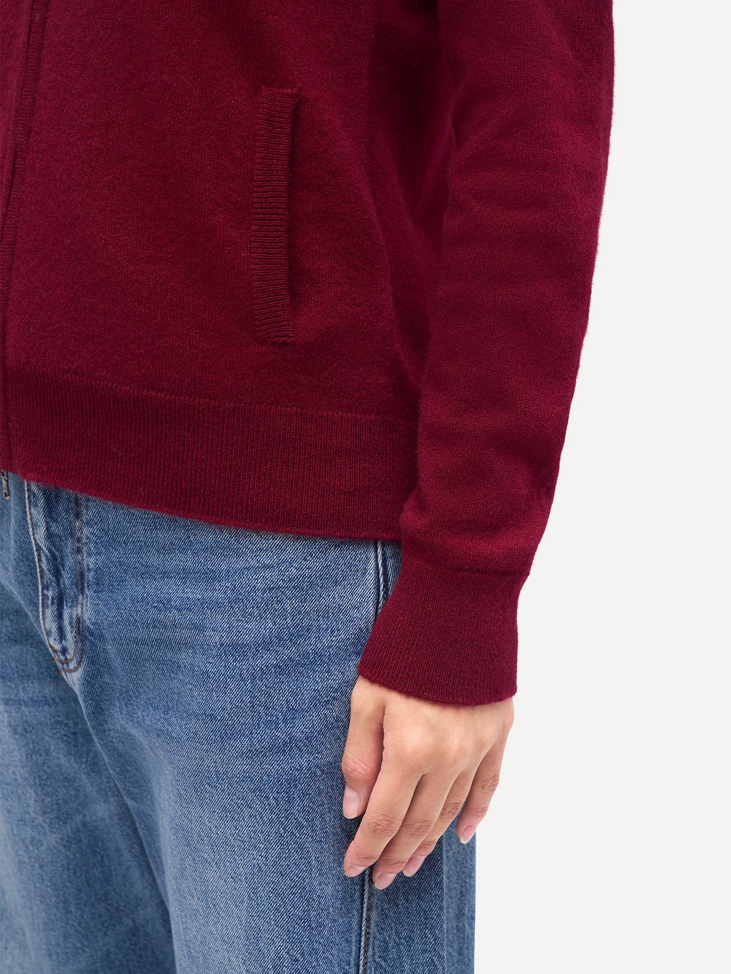 Zeitloser Kaschmir Strickjacke mit Reißverschluss