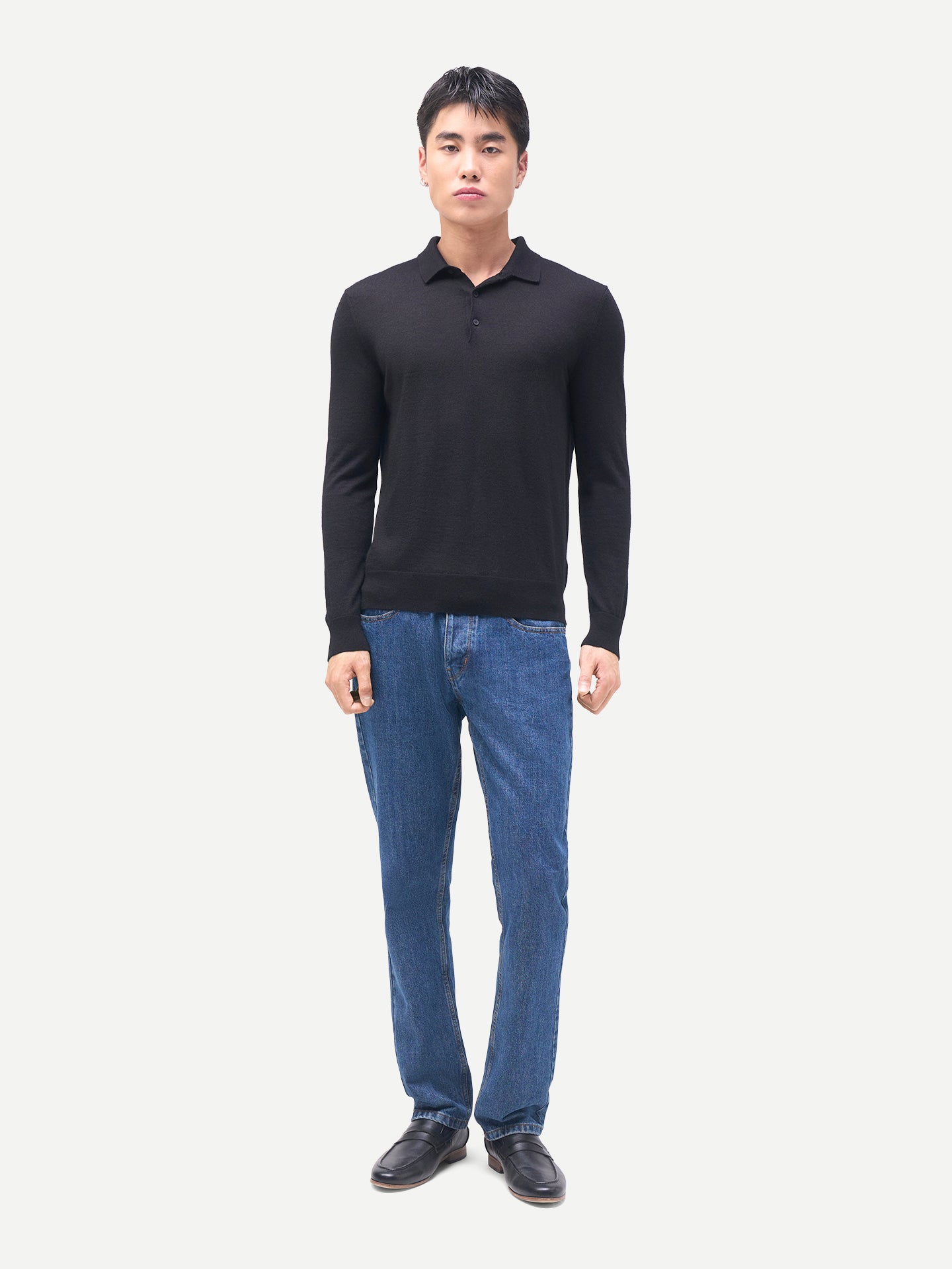 Herren Klassisches Polo-Shirt mit langen Ärmeln