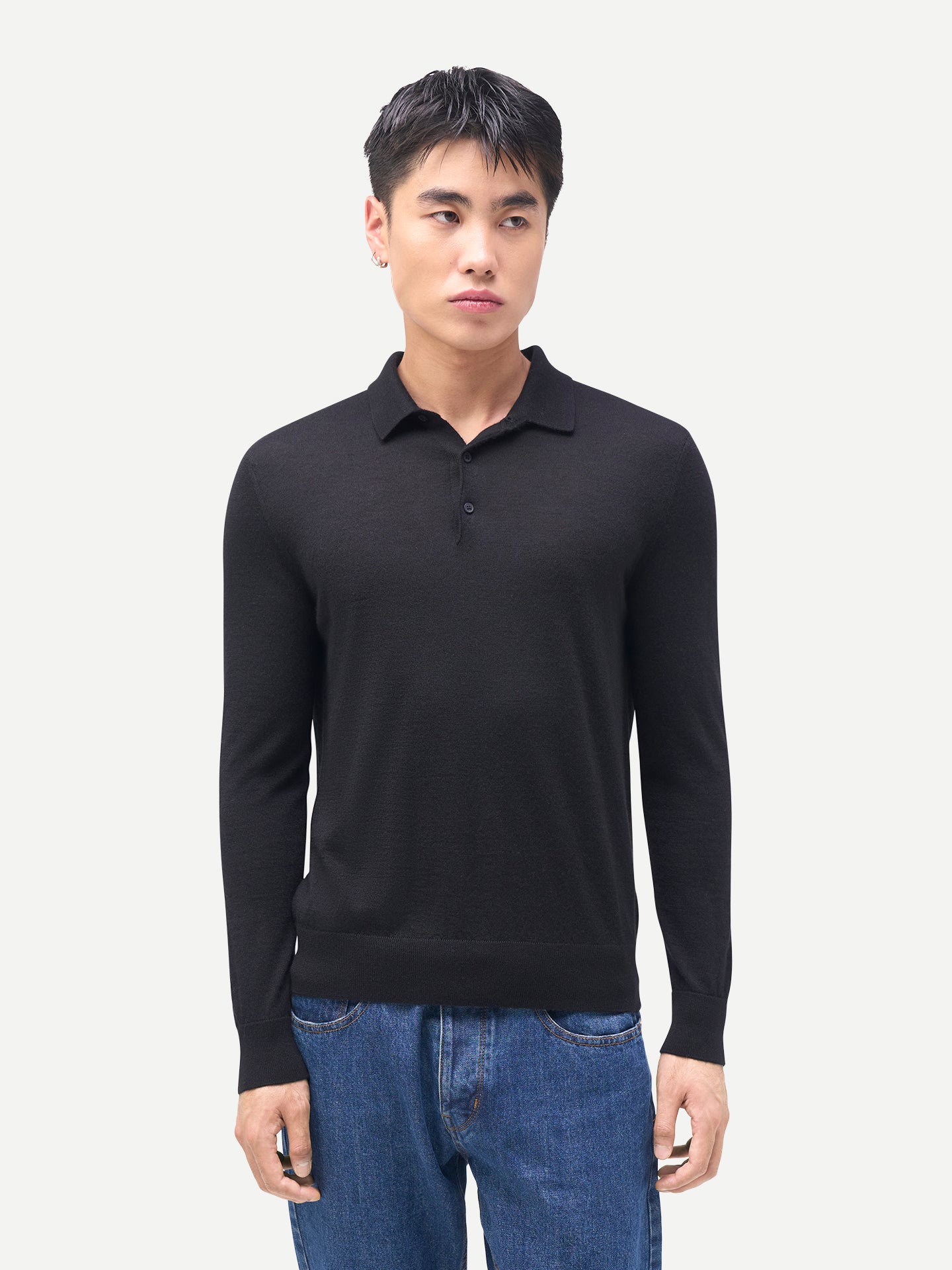 Herren Klassisches Polo-Shirt mit langen Ärmeln