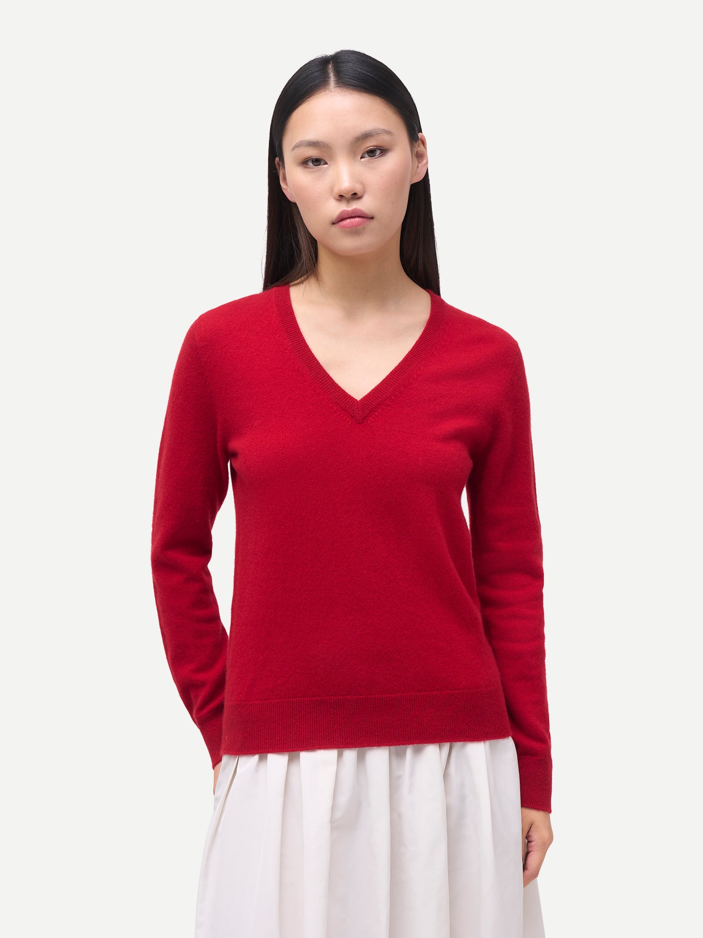 Damen Kaschmirpullover mit V-Ausschnitt