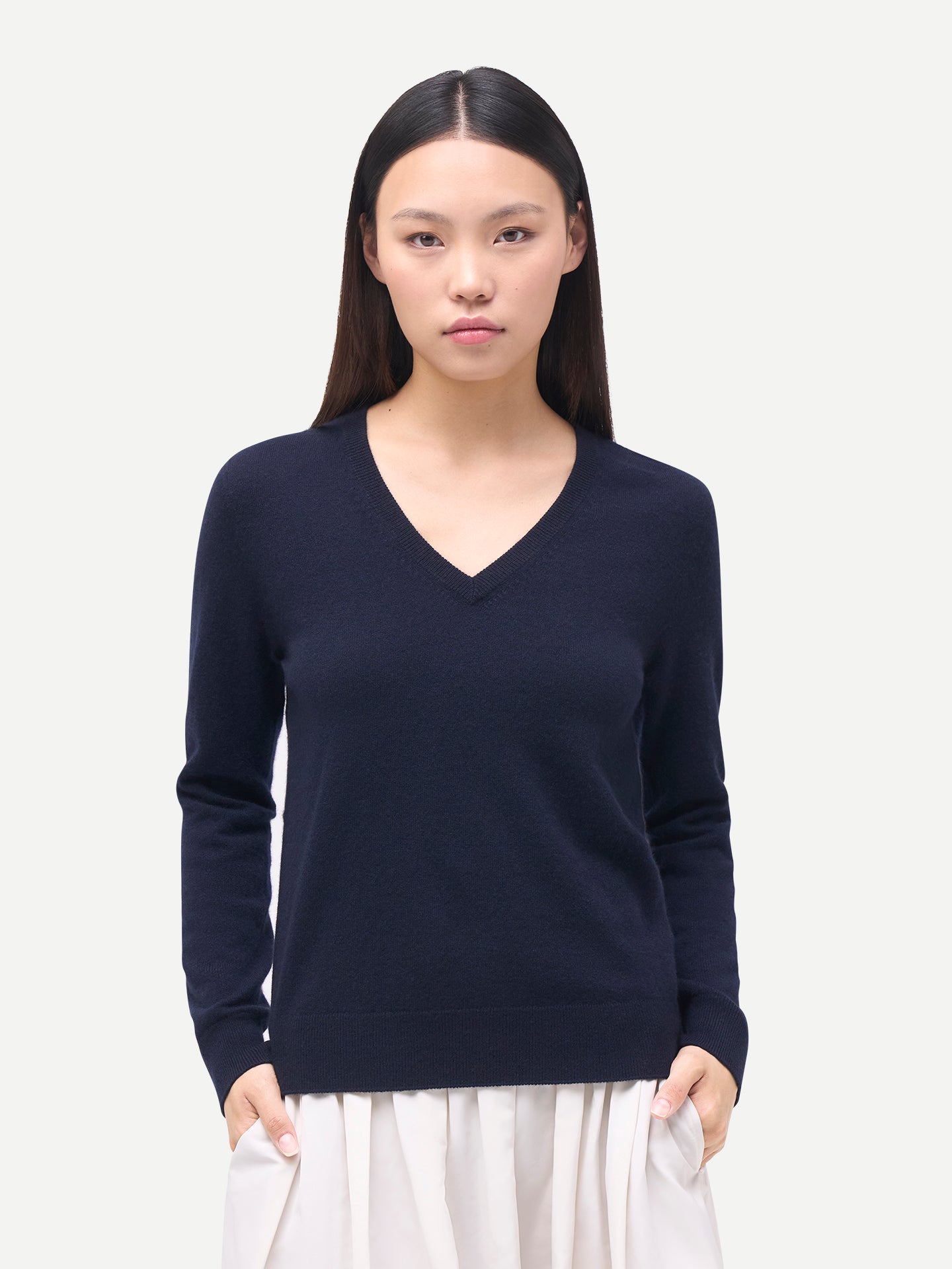 Damen Kaschmirpullover mit V-Ausschnitt