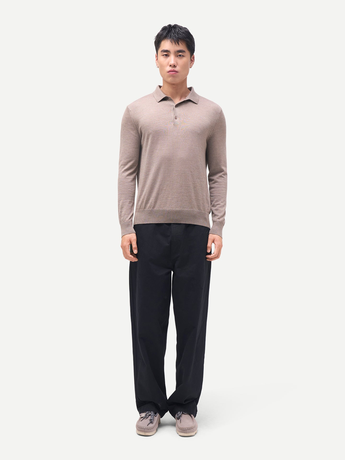 Herren Klassisches Polo-Shirt mit langen Ärmeln
