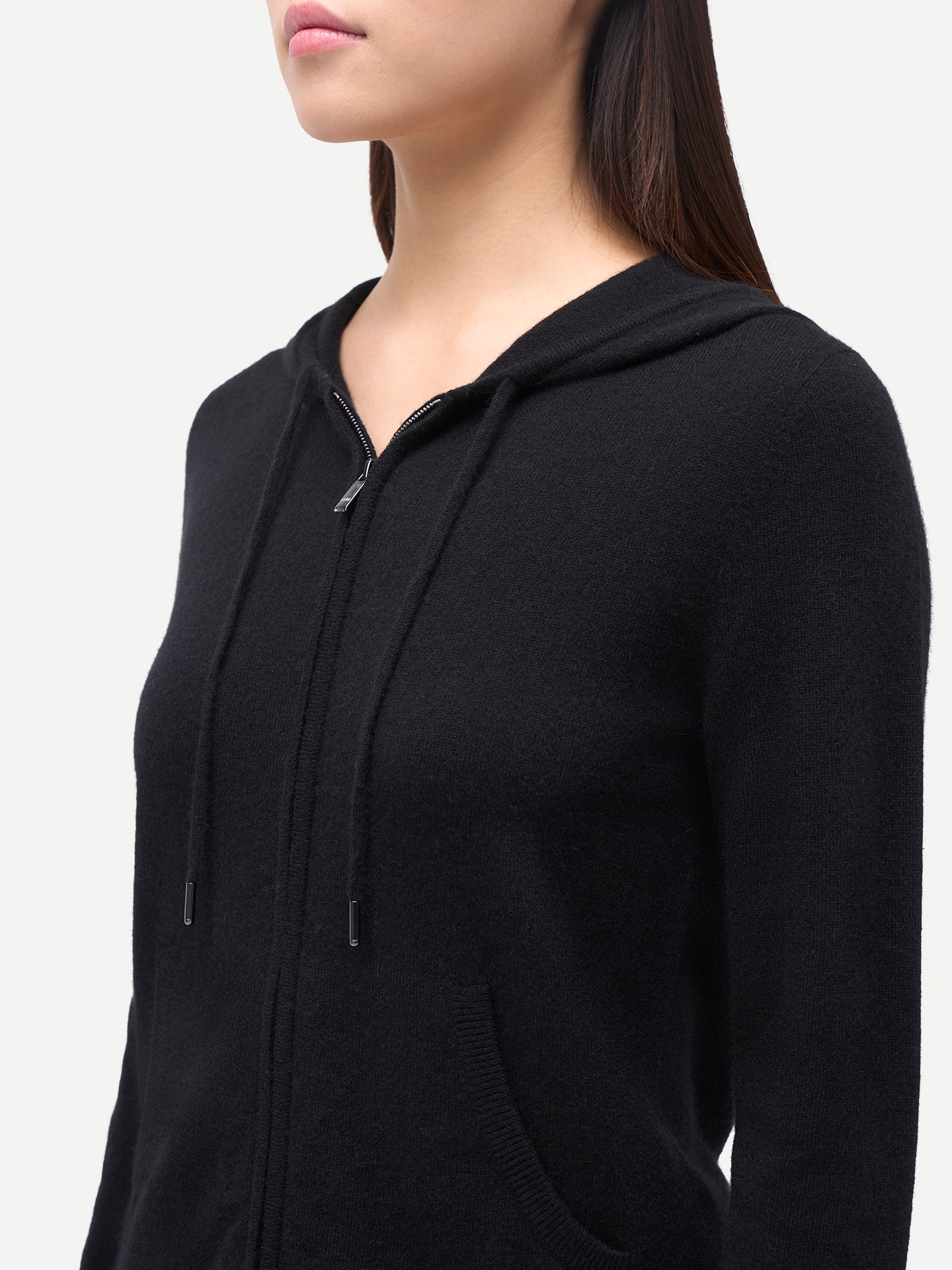 Damen Zip-Hoodie mit Smiley-Tasche