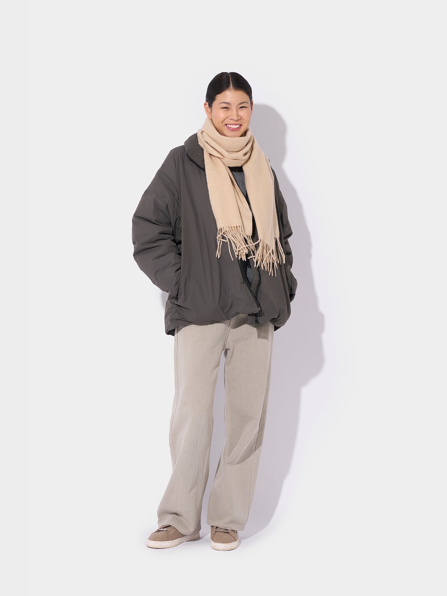 Naturfarbe Schal mit Fransen